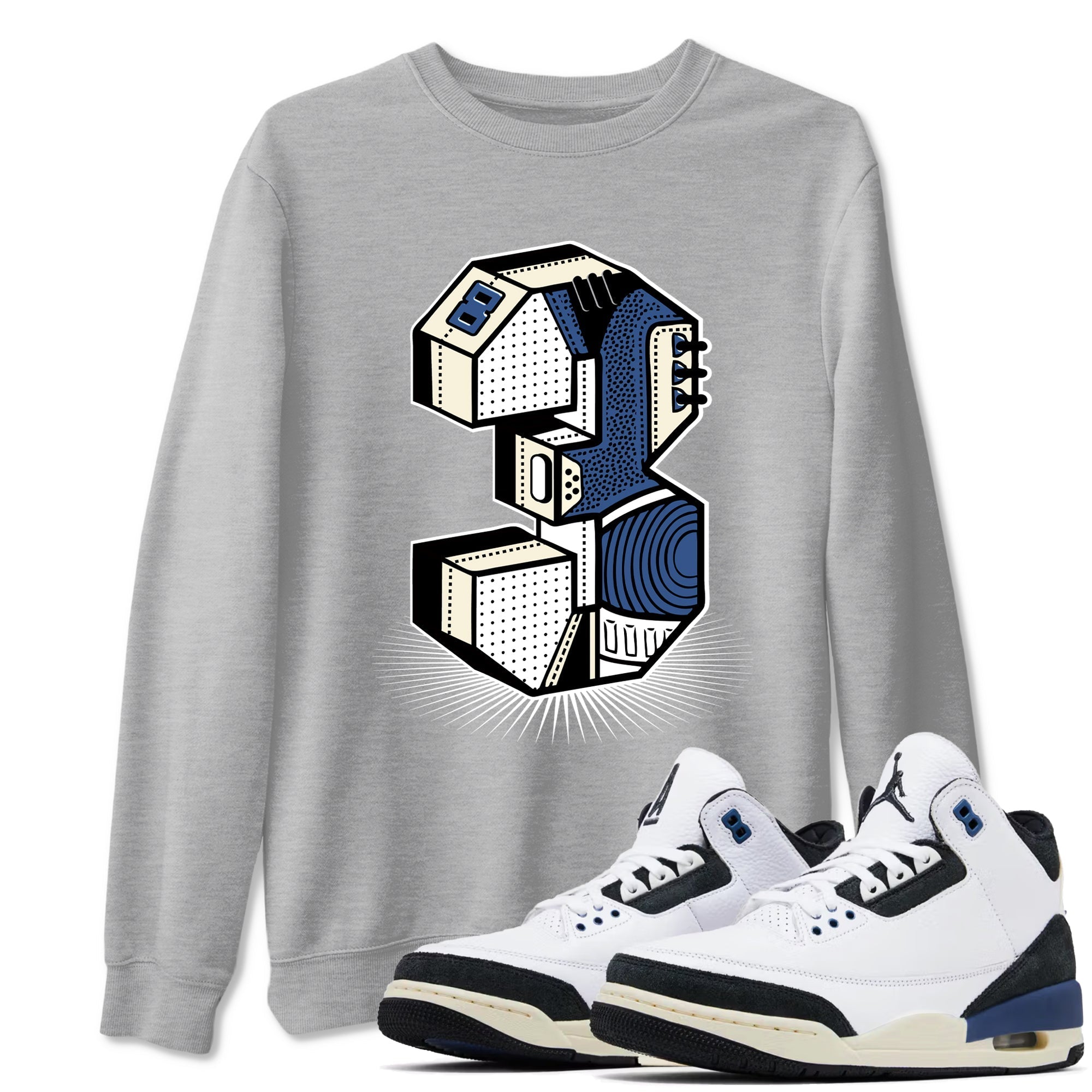 Number Statue snkmatch Tees - Air Jordan 3 A Ma Maniere x Diffused Blue