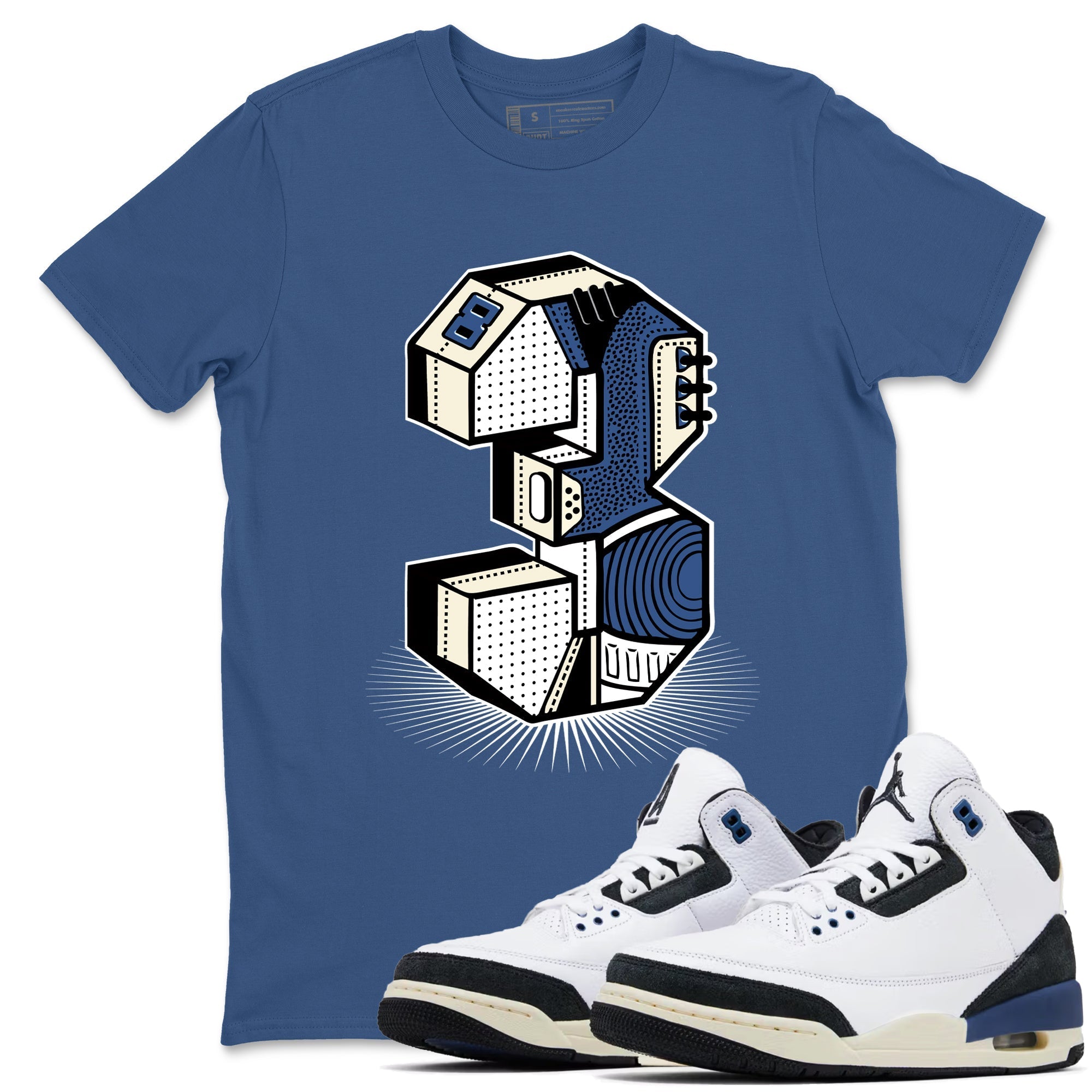 Number Statue snkmatch Tees - Air Jordan 3 A Ma Maniere x Diffused Blue