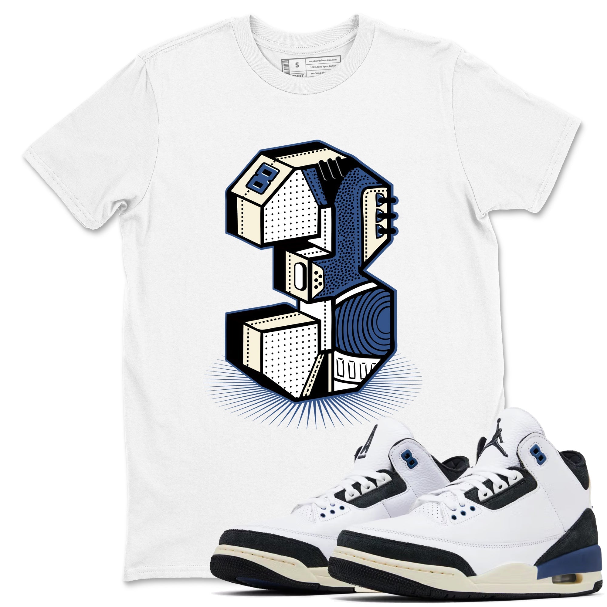 Number Statue snkmatch Tees - Air Jordan 3 A Ma Maniere x Diffused Blue