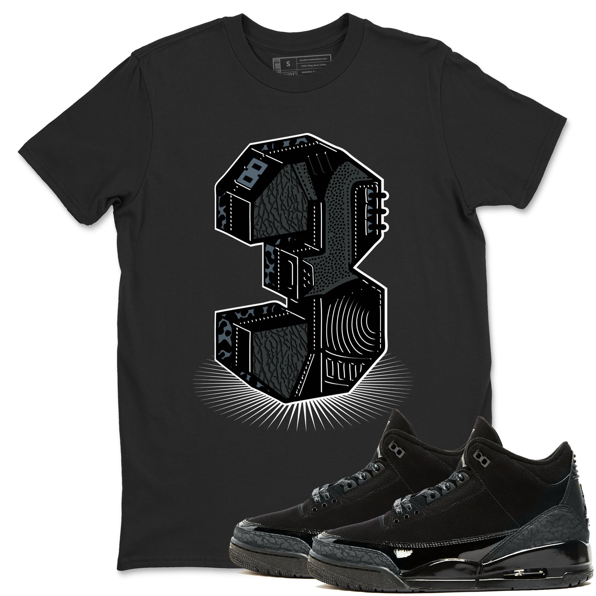 Number Statue snkmatch Tees - Air Jordan 3 Black Cat