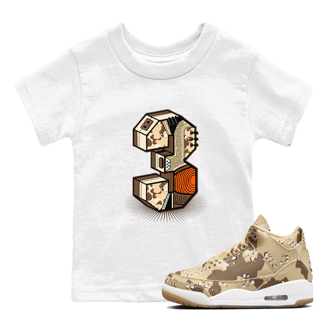 Number Statue snkmatch Tees Kids - Air Jordan 3 Desert Camo