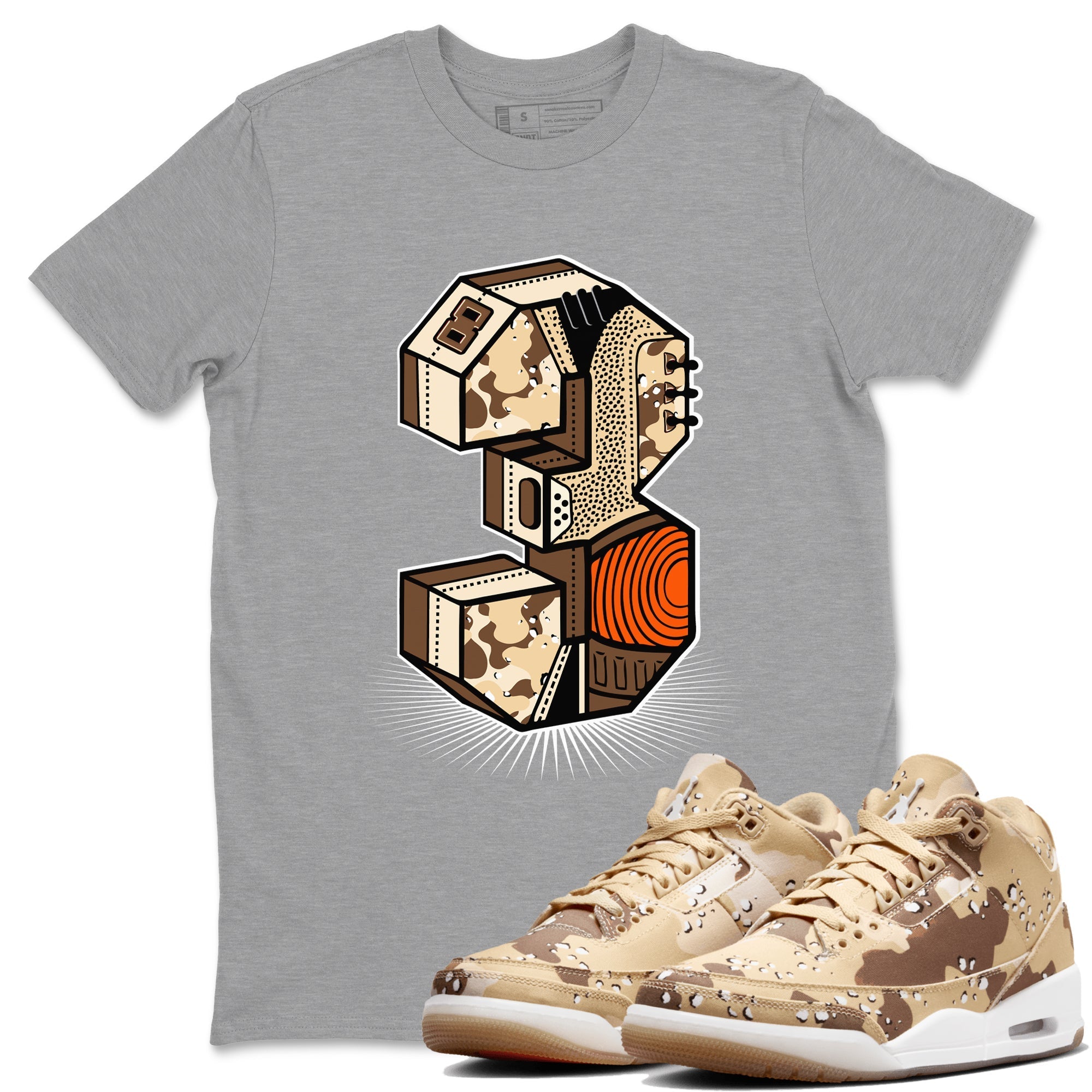 Number Statue snkmatch Tees - Air Jordan 3 Desert Camo