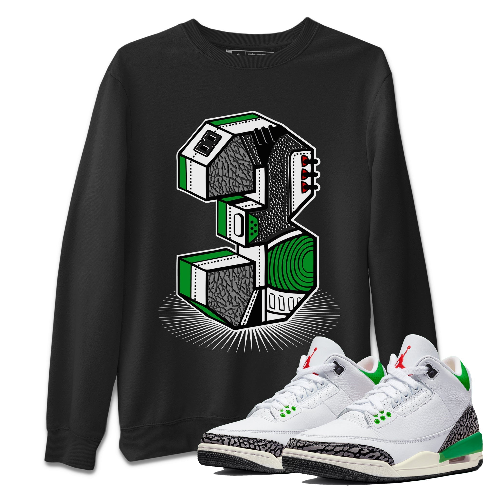 Number Statue Unisex Tops - Air Jordan 3 Lucky Green