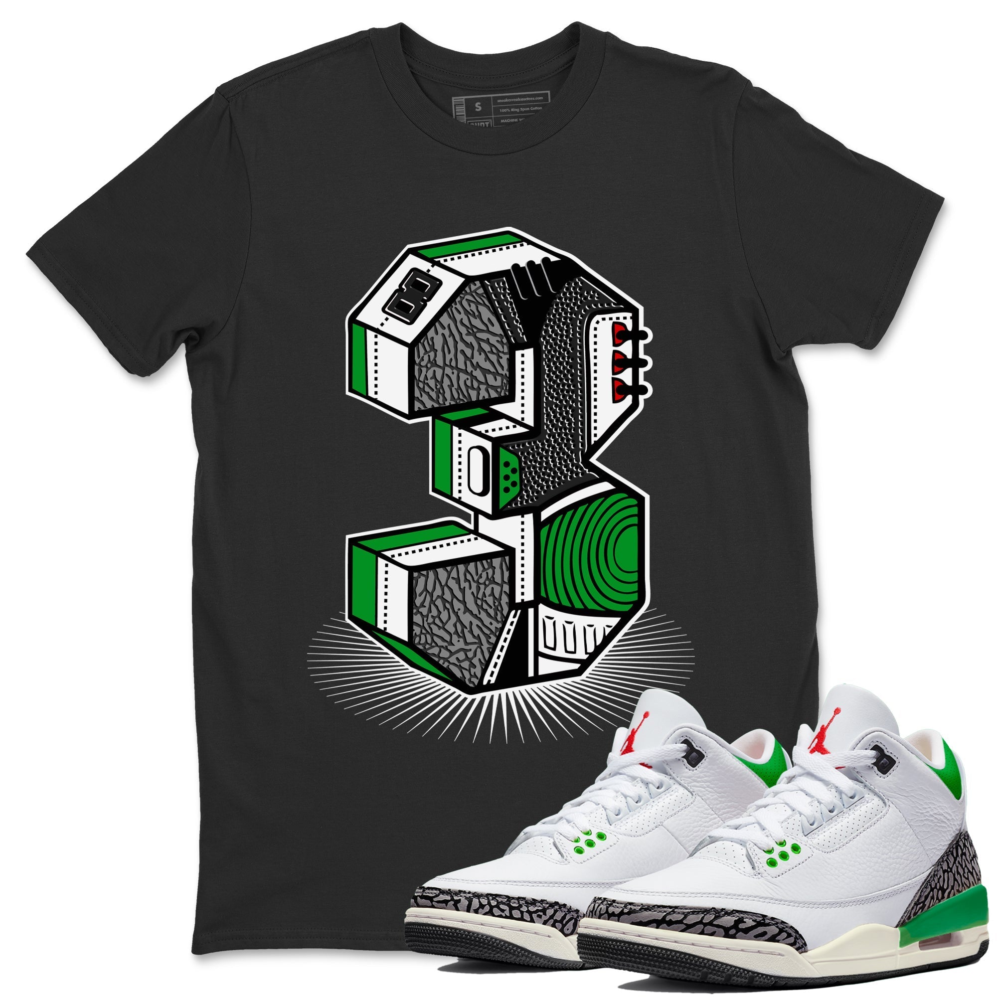 Number Statue Unisex Tops - Air Jordan 3 Lucky Green