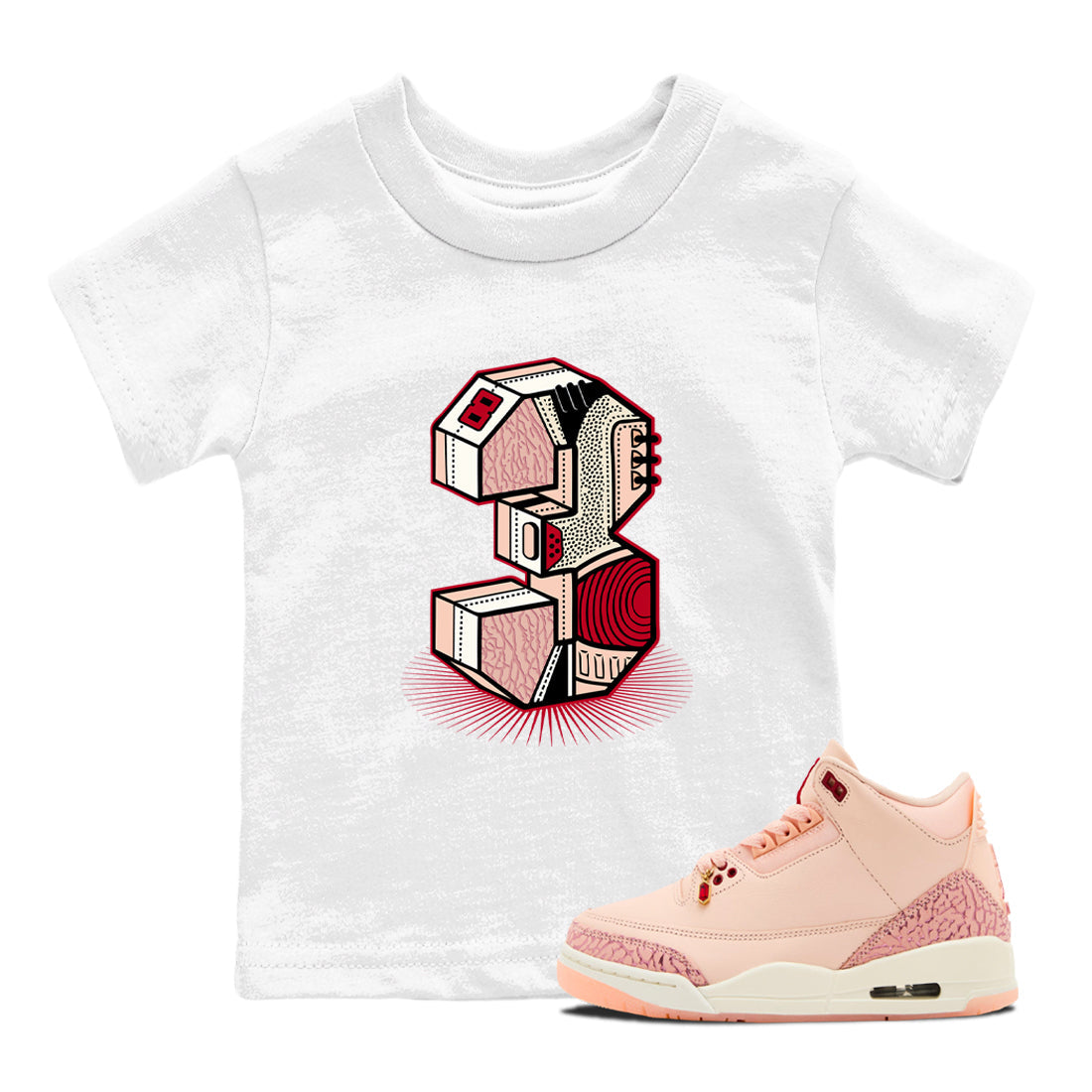Number Statue snkmatch Tees Kids - Air Jordan 3 Valentines Day