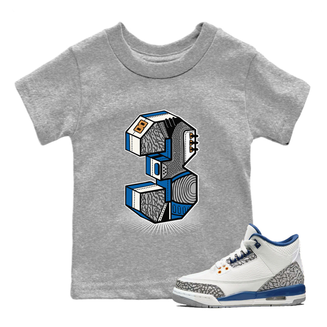 Number Statue Kids Tops - Air Jordan 3 Wizards