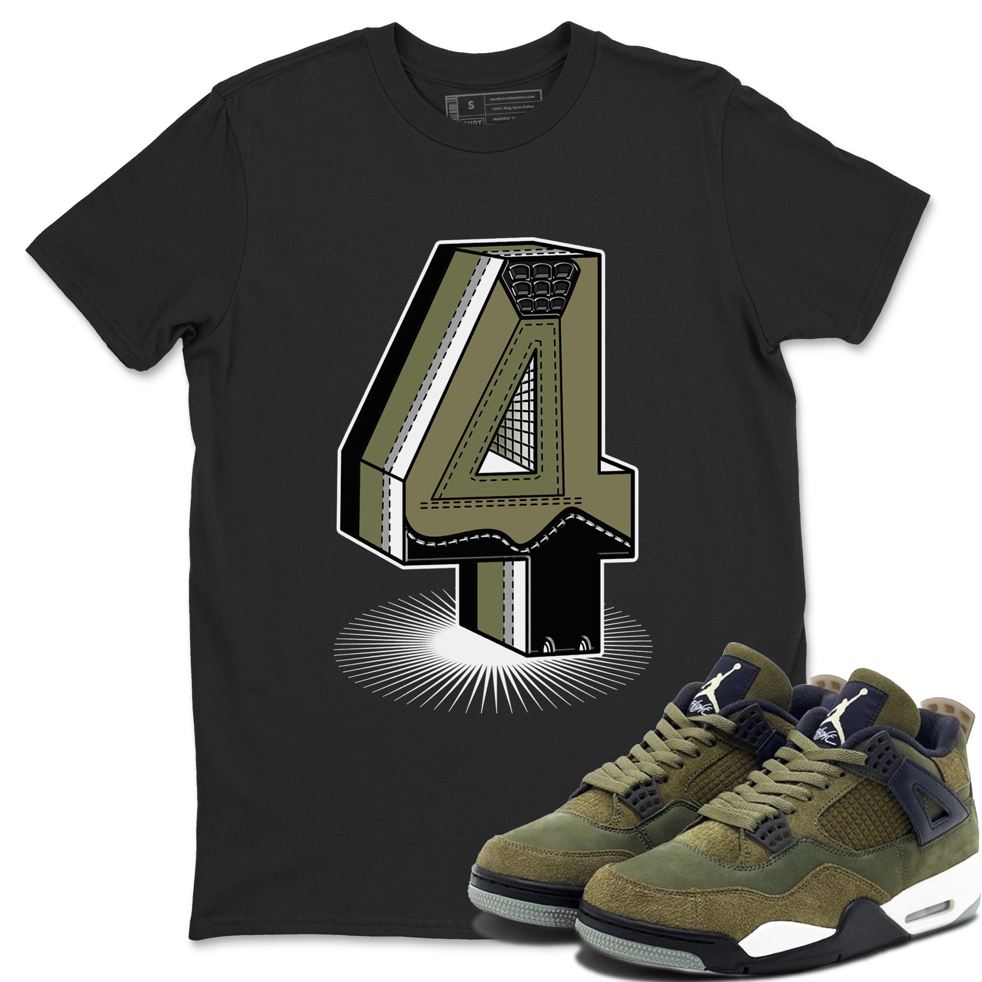 Number Statue snkmatch Tee - Air Jordan 4 Medium Olive