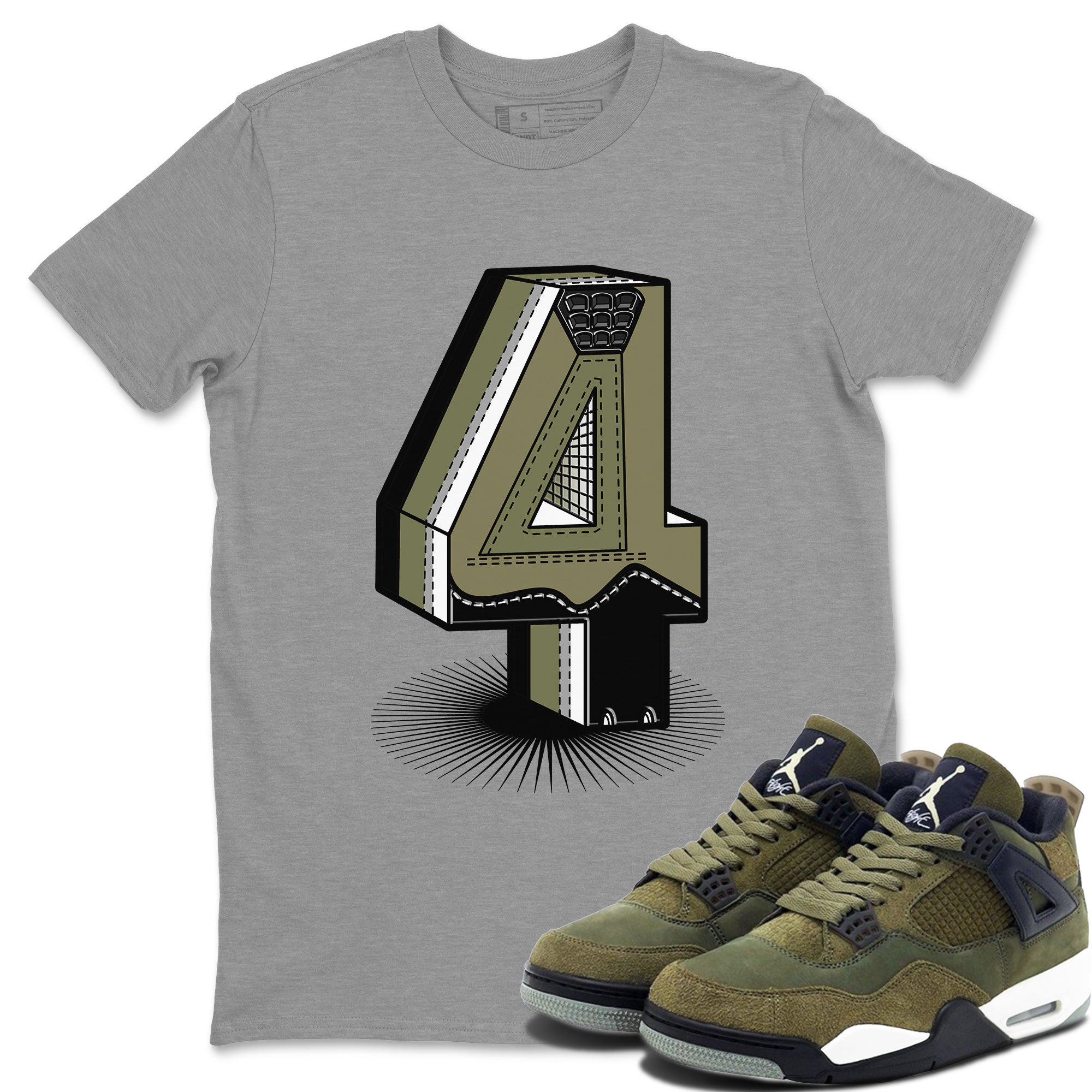 Number Statue snkmatch Tee - Air Jordan 4 Medium Olive