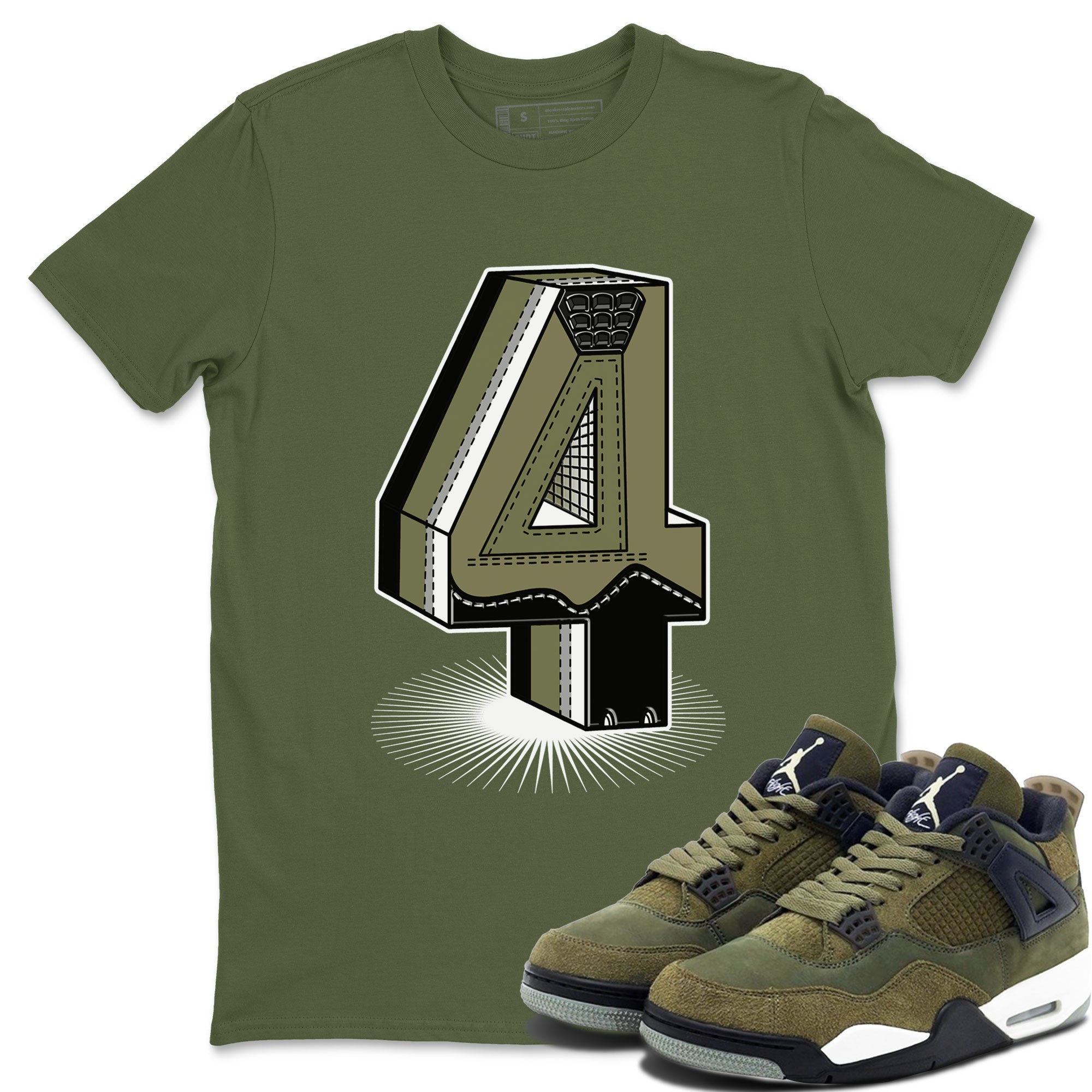 Number Statue snkmatch Tee - Air Jordan 4 Medium Olive