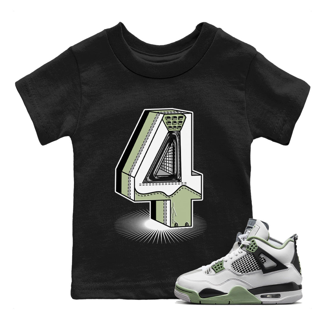 Number Statue Kids Tops - Air Jordan 4 Seafoam