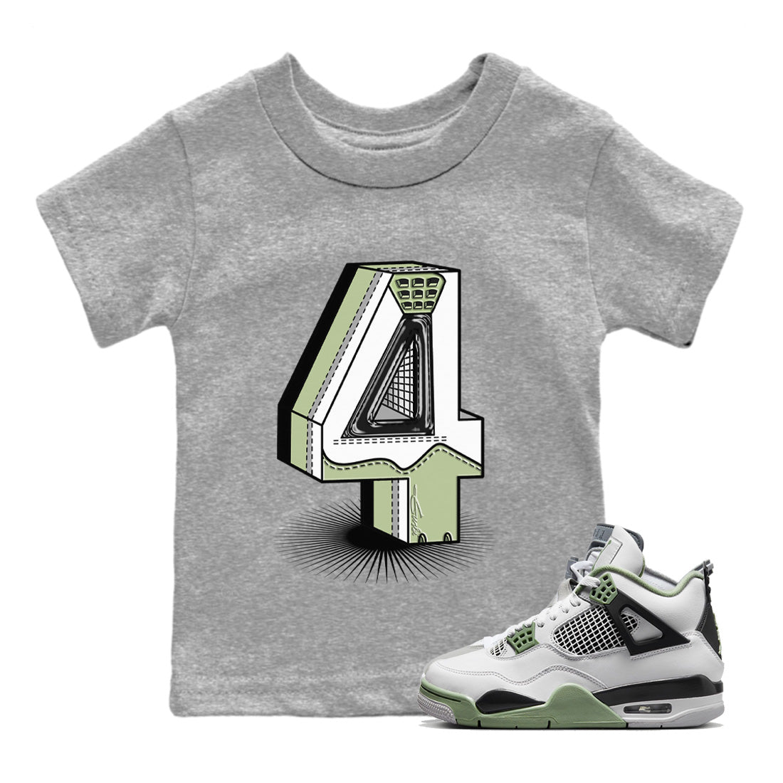 Number Statue Kids Tops - Air Jordan 4 Seafoam