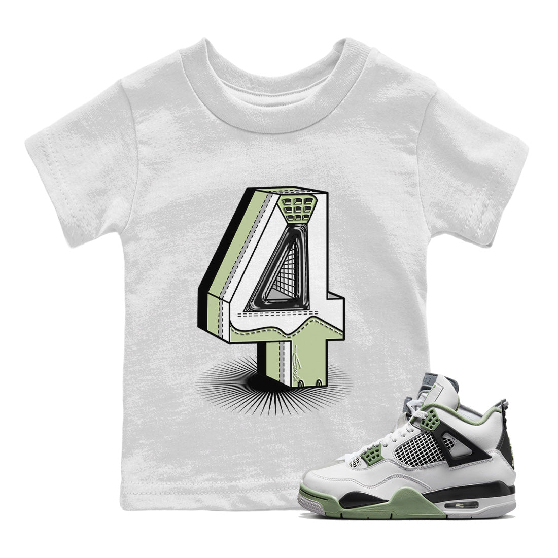 Number Statue Kids Tops - Air Jordan 4 Seafoam