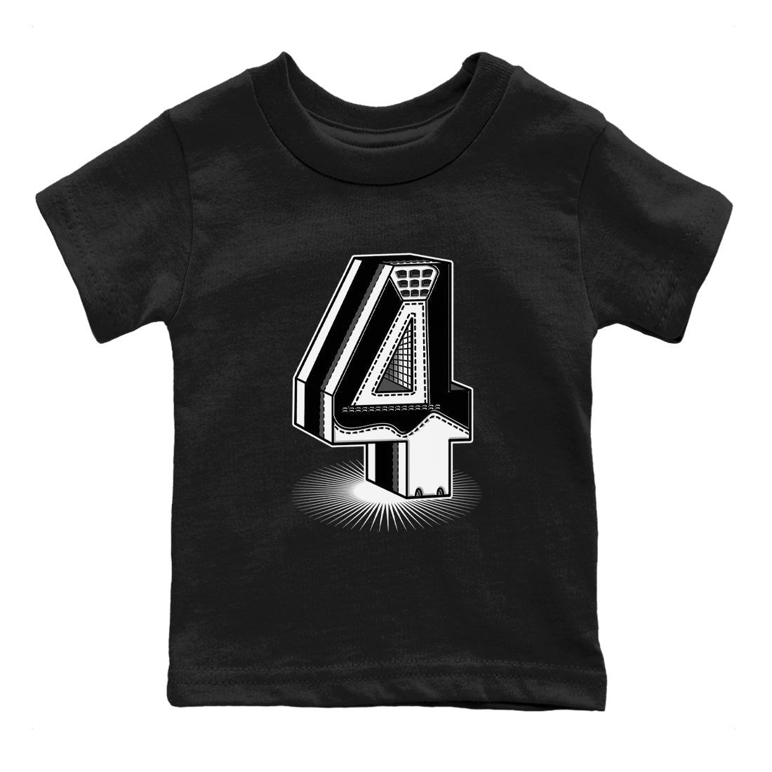 Number Statue snkmatch Tees Kids - Air Jordan 4 White Thunder