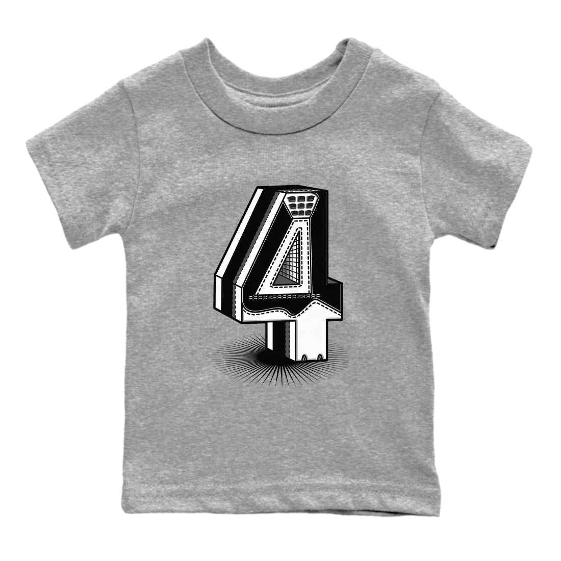 Number Statue snkmatch Tees Kids - Air Jordan 4 White Thunder