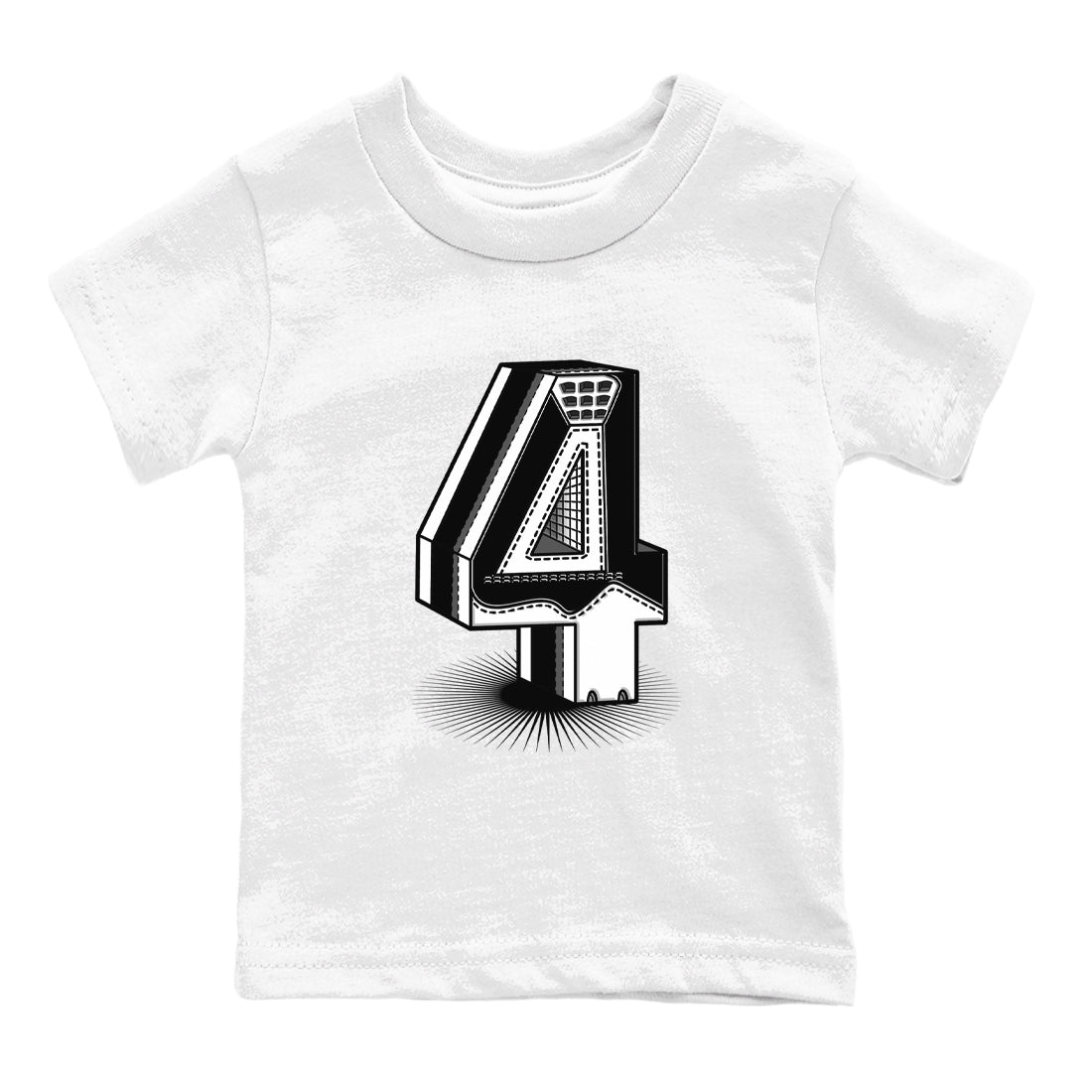 Number Statue snkmatch Tees Kids - Air Jordan 4 White Thunder
