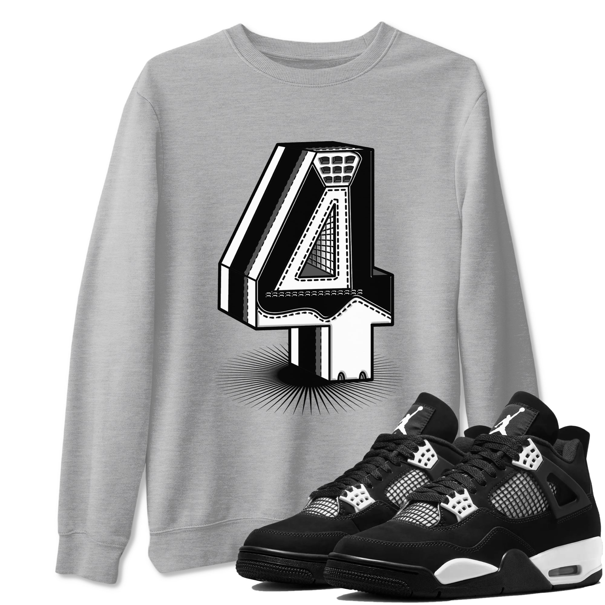 Number Statue snkmatch Tees - Air Jordan 4 White Thunder