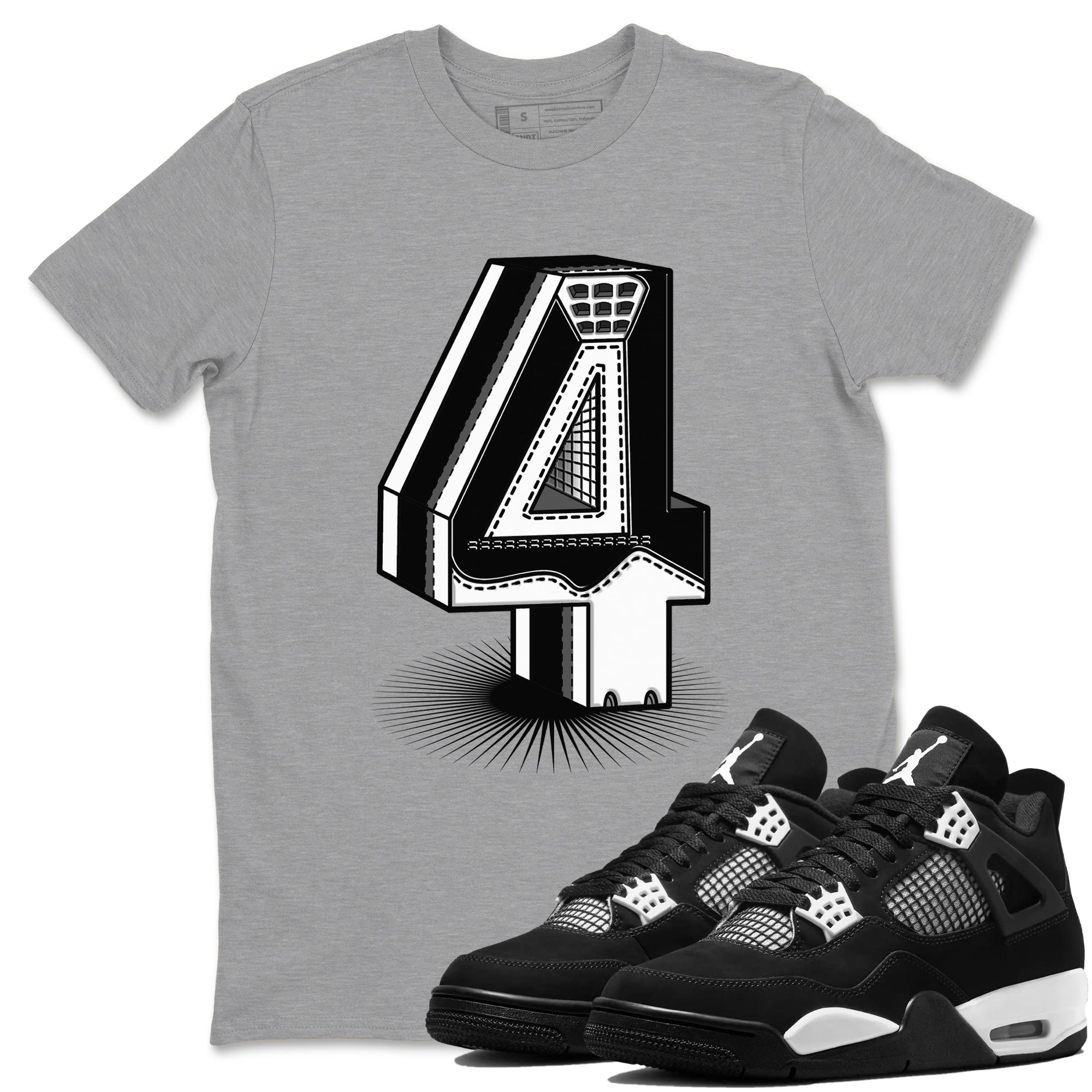 Number Statue snkmatch Tees - Air Jordan 4 White Thunder