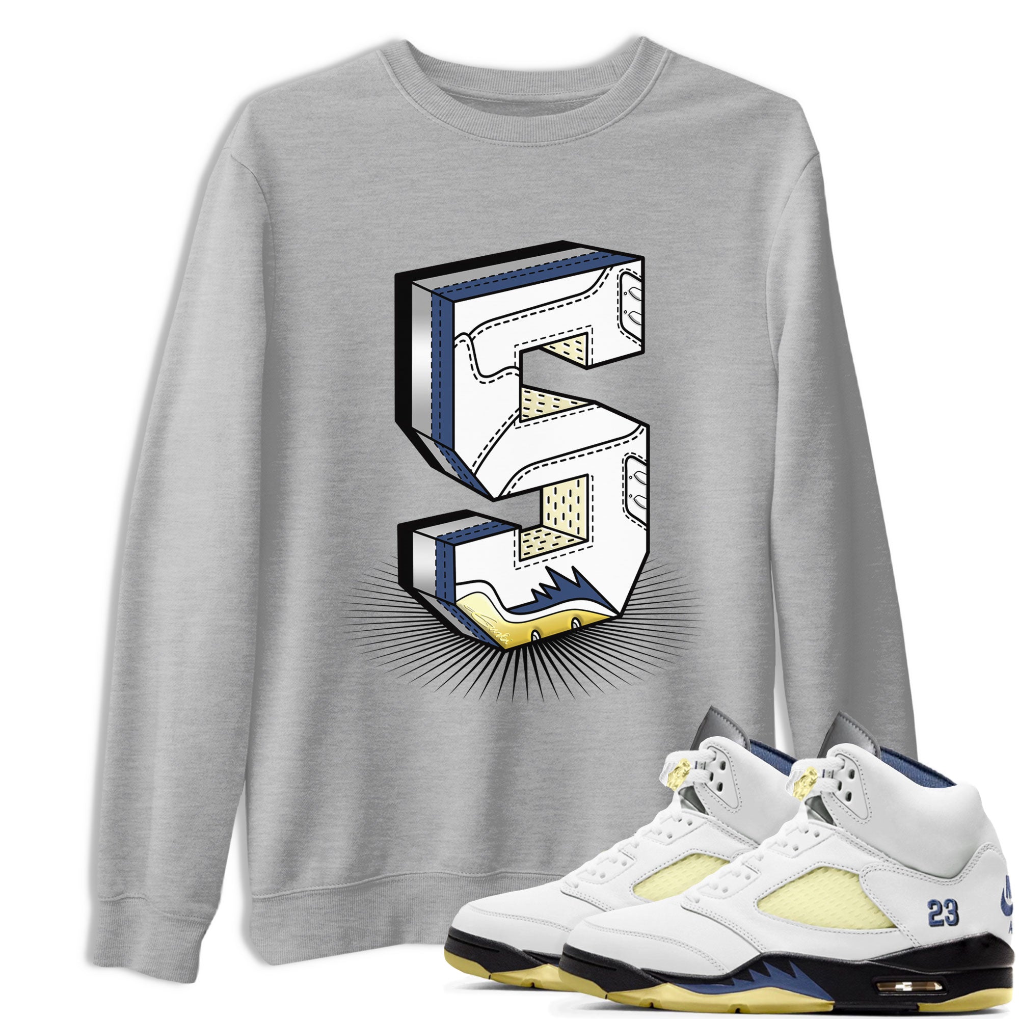 Number Statue snkmatch Tee - Air Jordan 5 A Ma Maniere x Photon Dust