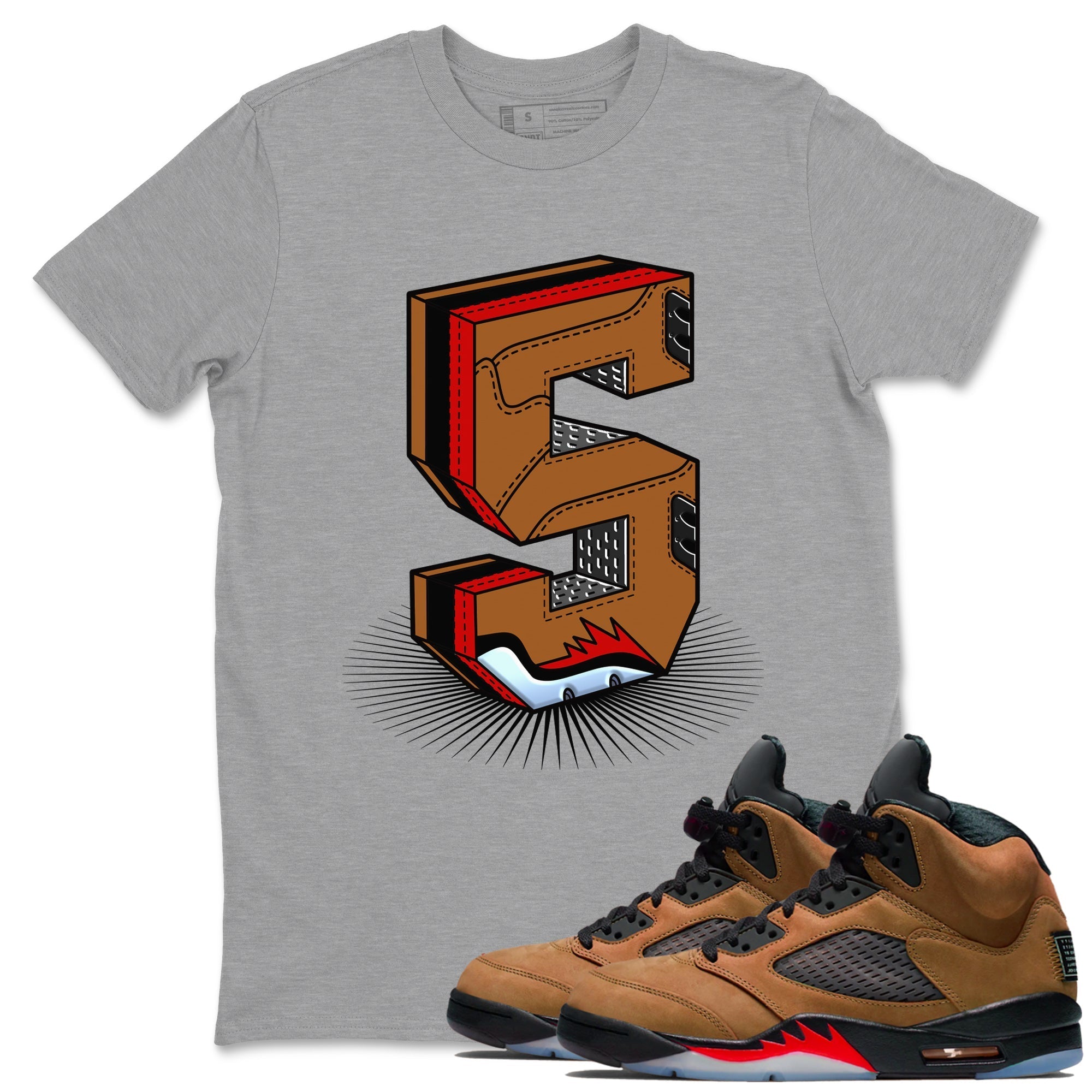 Number Statue snkmatch Tees - Air Jordan 5 Archaeo Brown