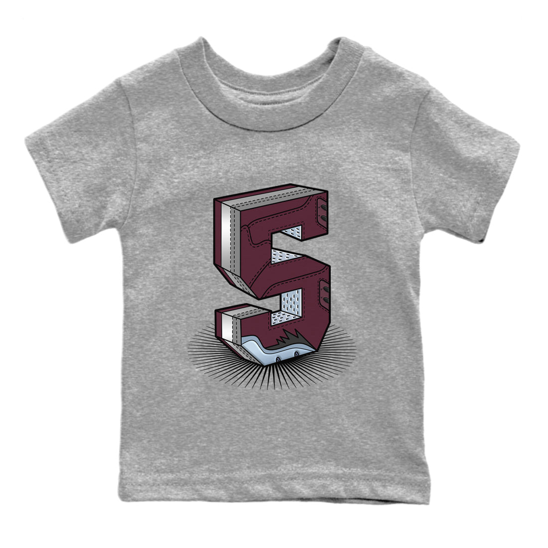 Number Statue Kids Tops - Air Jordan 5 Burgundy