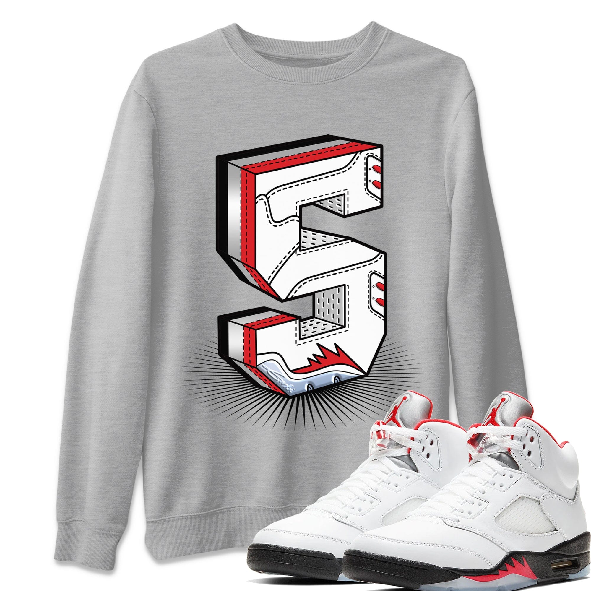 Number Statue Unisex Tops - Air Jordan 5 Fire Red