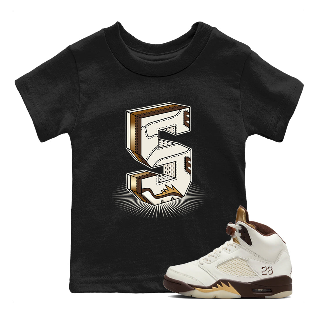 Number Statue snkmatch Tees Kids - Air Jordan 5 Golden Ticket