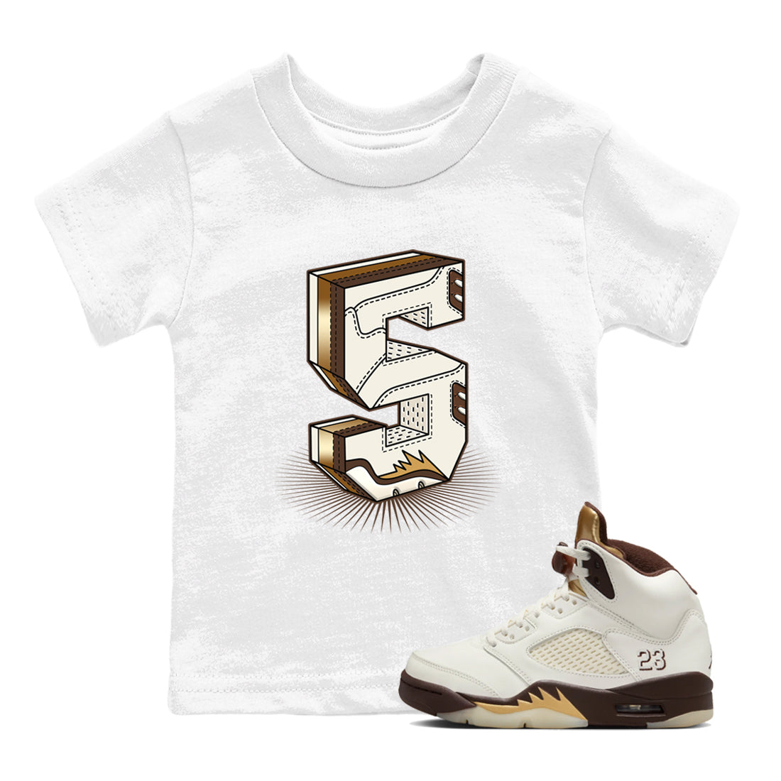 Number Statue snkmatch Tees Kids - Air Jordan 5 Golden Ticket