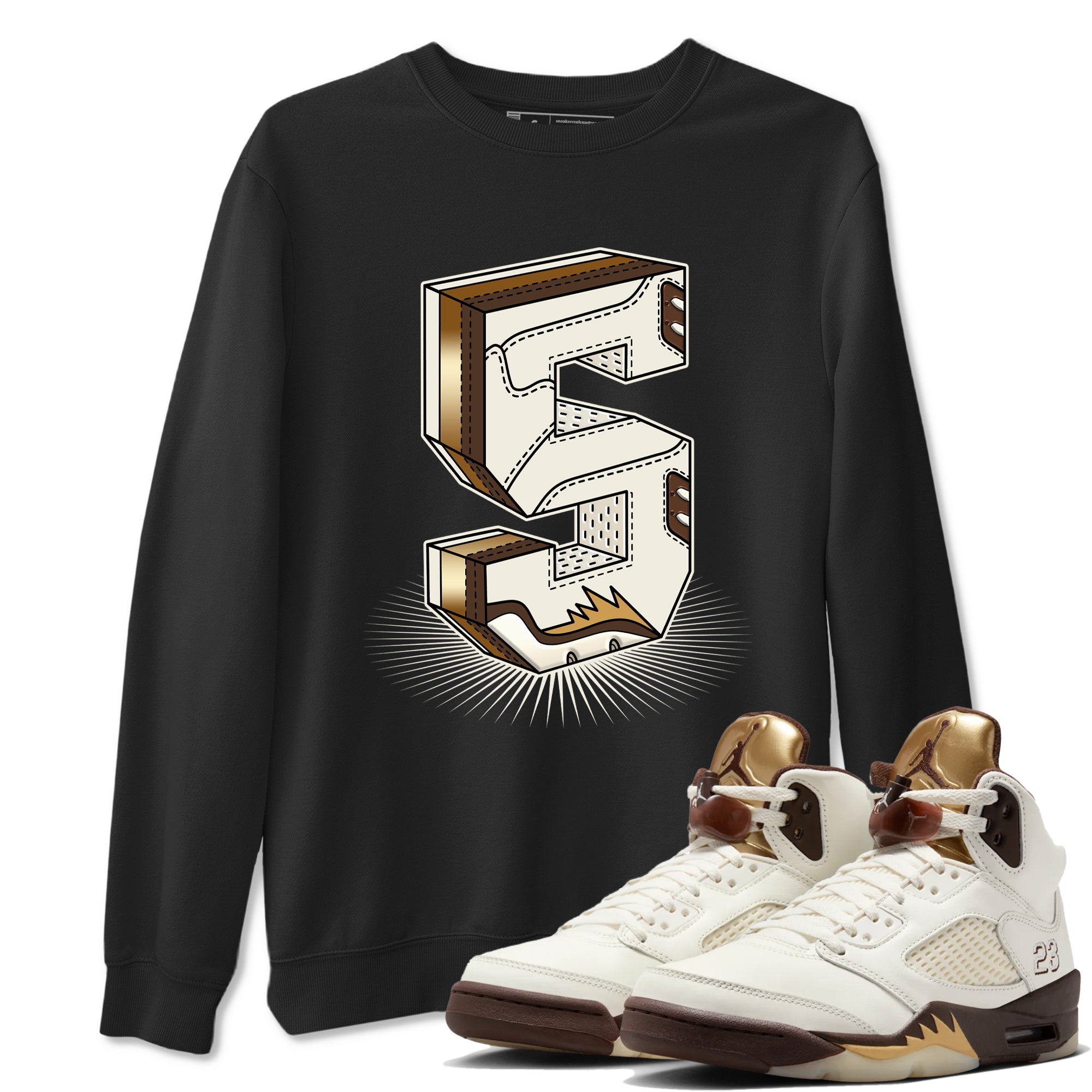 Number Statue snkmatch Tees - Air Jordan 5 Golden Ticket