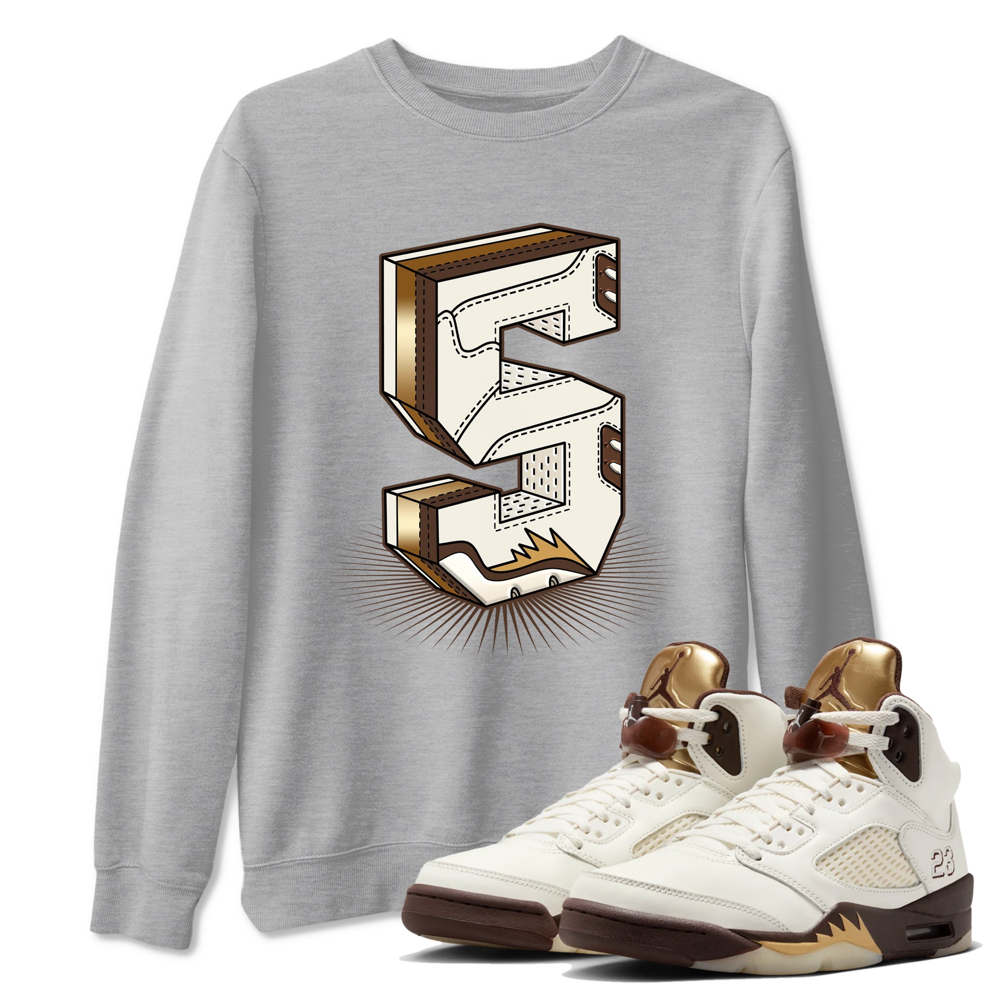 Number Statue snkmatch Tees - Air Jordan 5 Golden Ticket
