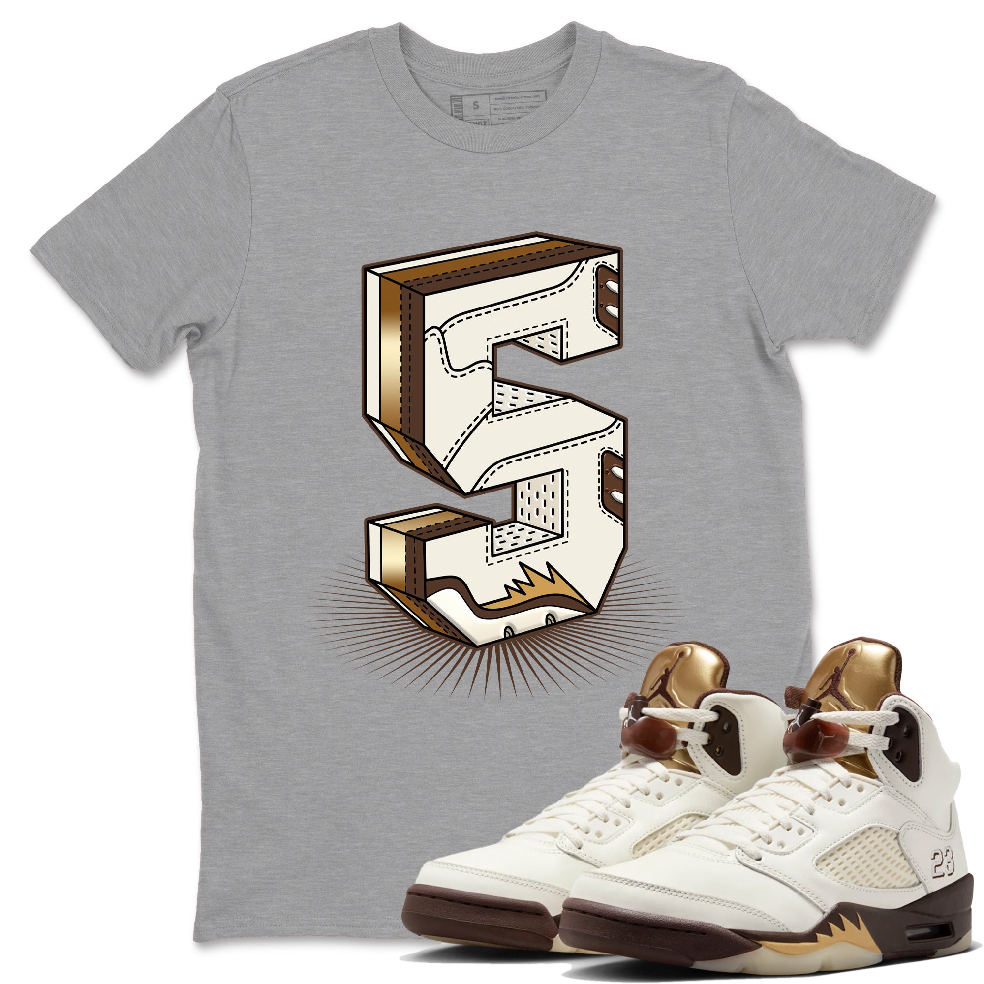Number Statue snkmatch Tees - Air Jordan 5 Golden Ticket