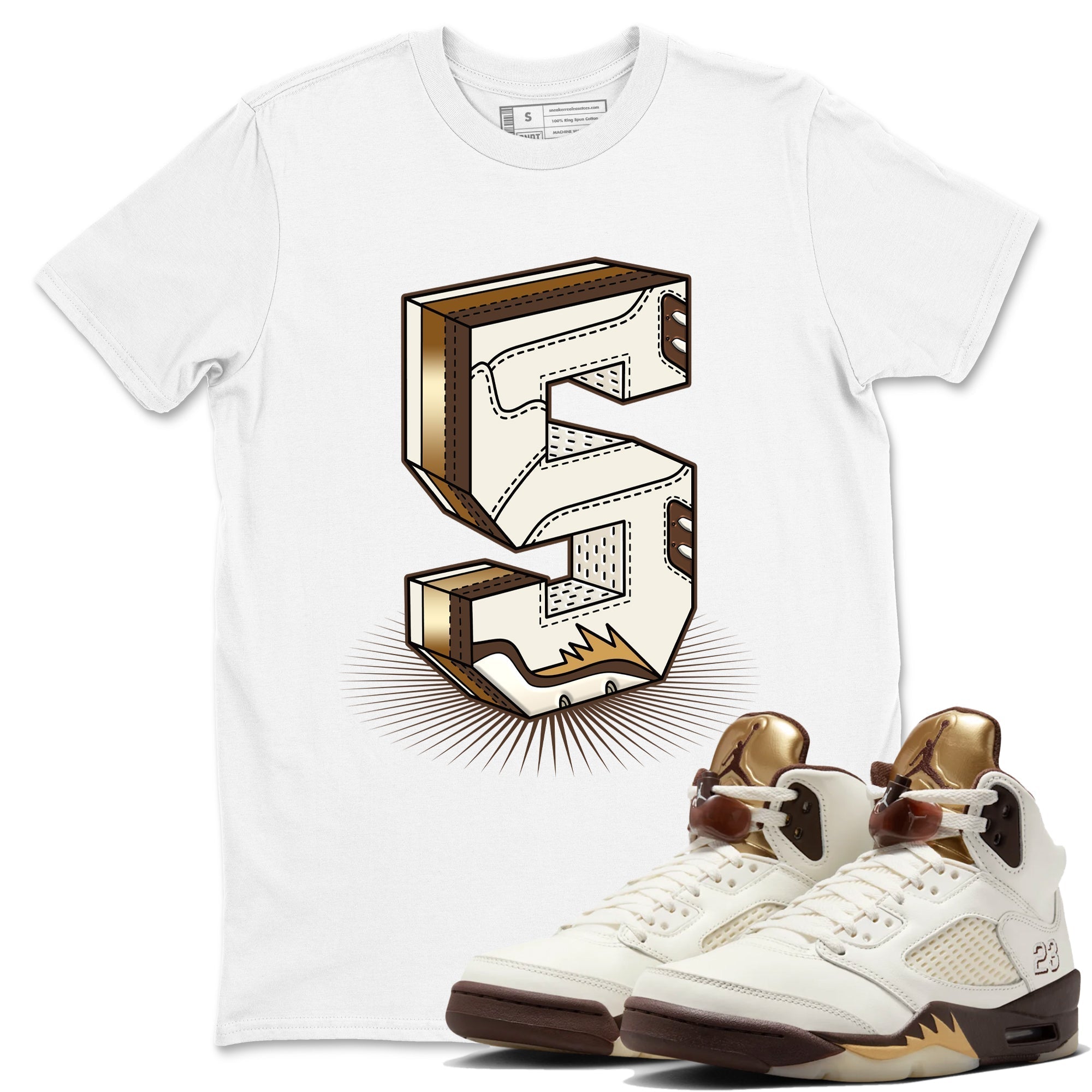 Number Statue snkmatch Tees - Air Jordan 5 Golden Ticket
