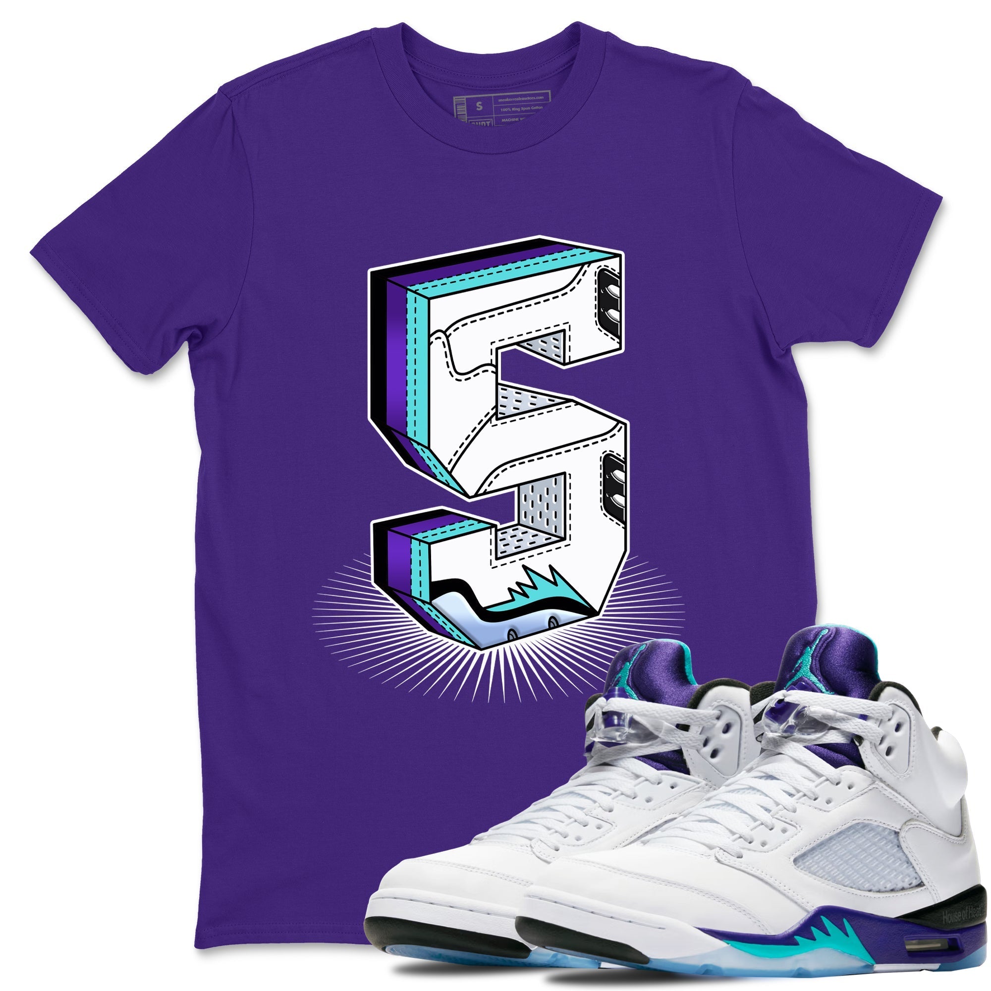 Number Statue snkmatch Tees - Air Jordan 5 Grape