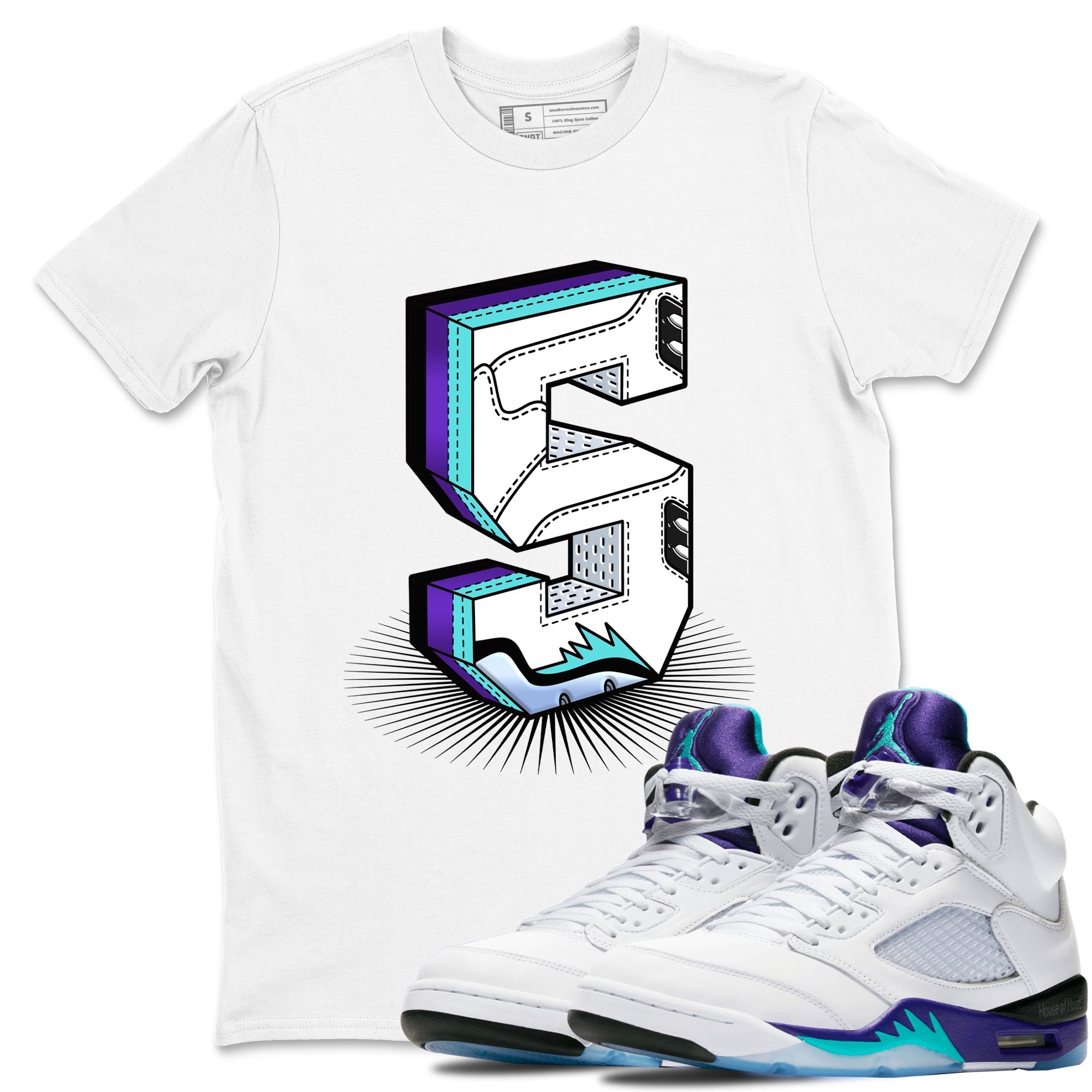 Number Statue snkmatch Tees - Air Jordan 5 Grape