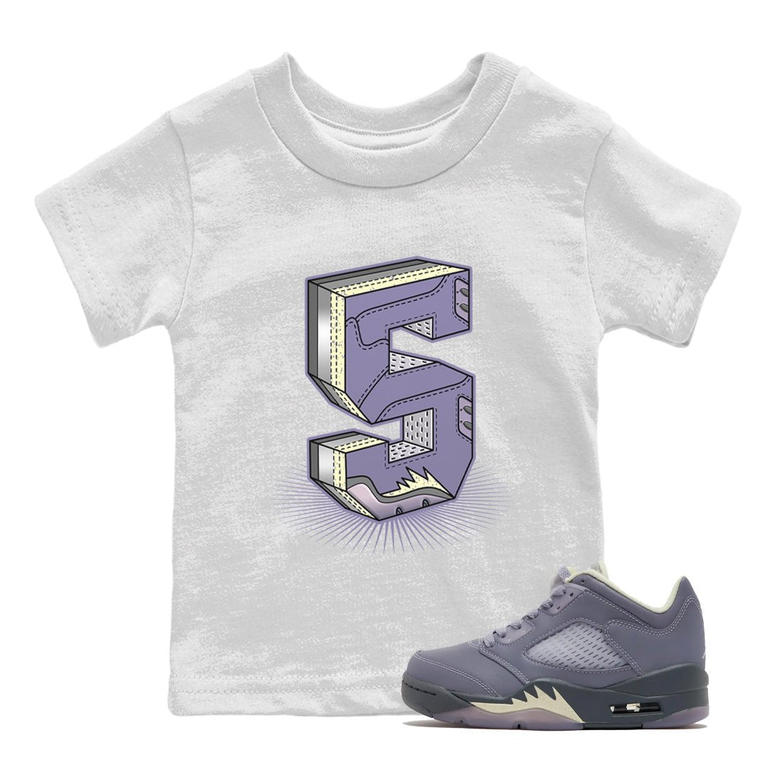 Number Statue Kids Tops - Air Jordan 5 Indigo Haze
