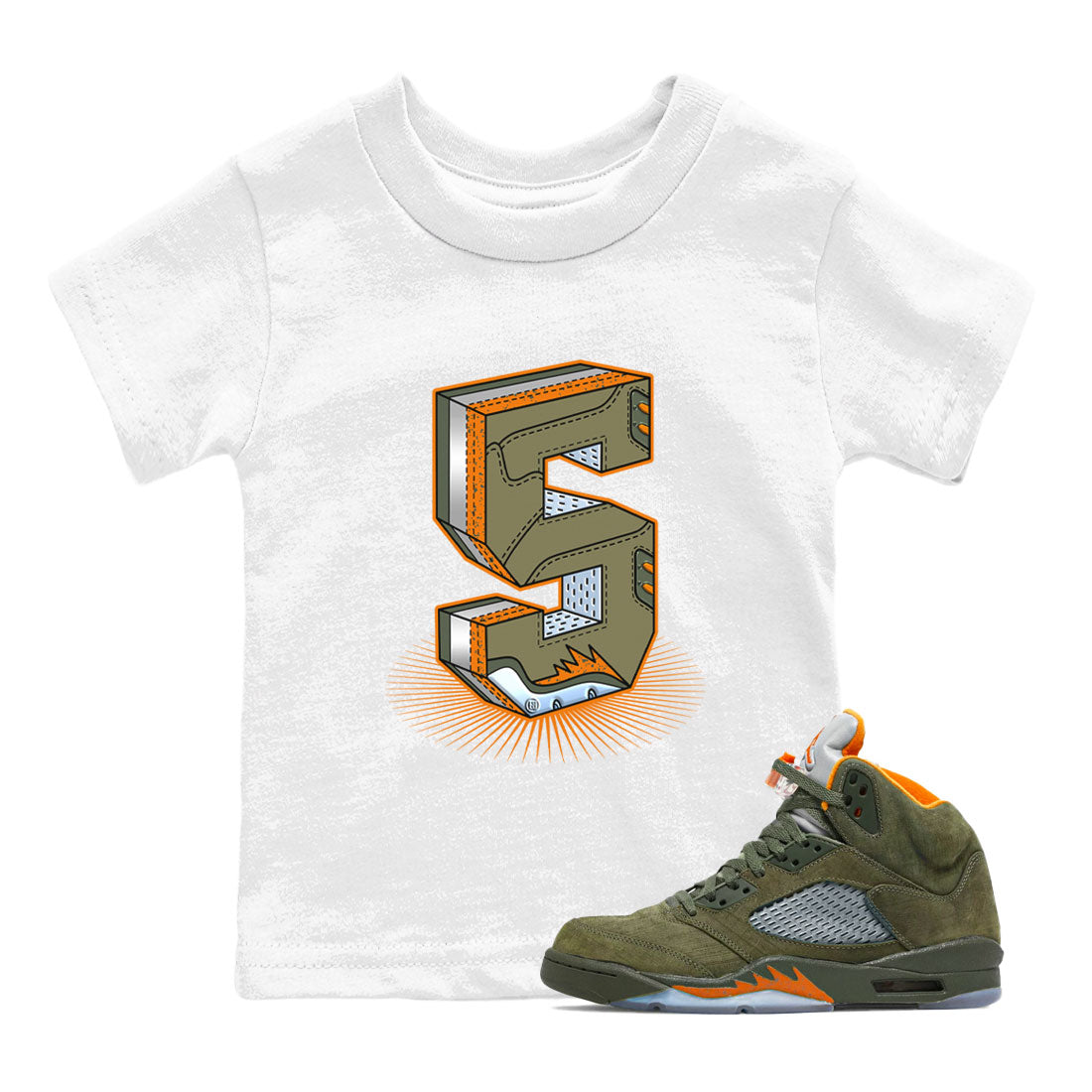 Number Statue snkmatch Tees Kids - Air Jordan 5 Olive