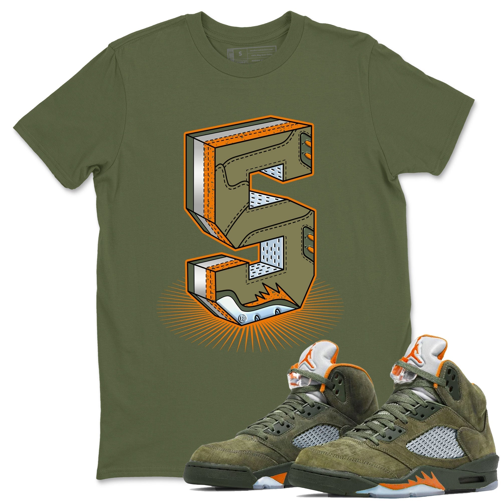 Number Statue snkmatch Tees - Air Jordan 5 Olive