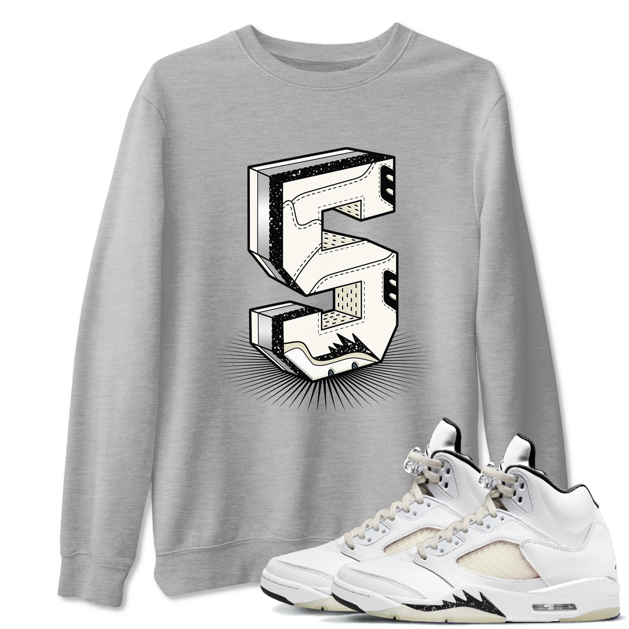 Number Statue snkmatch Tees - Air Jordan 5 Sail