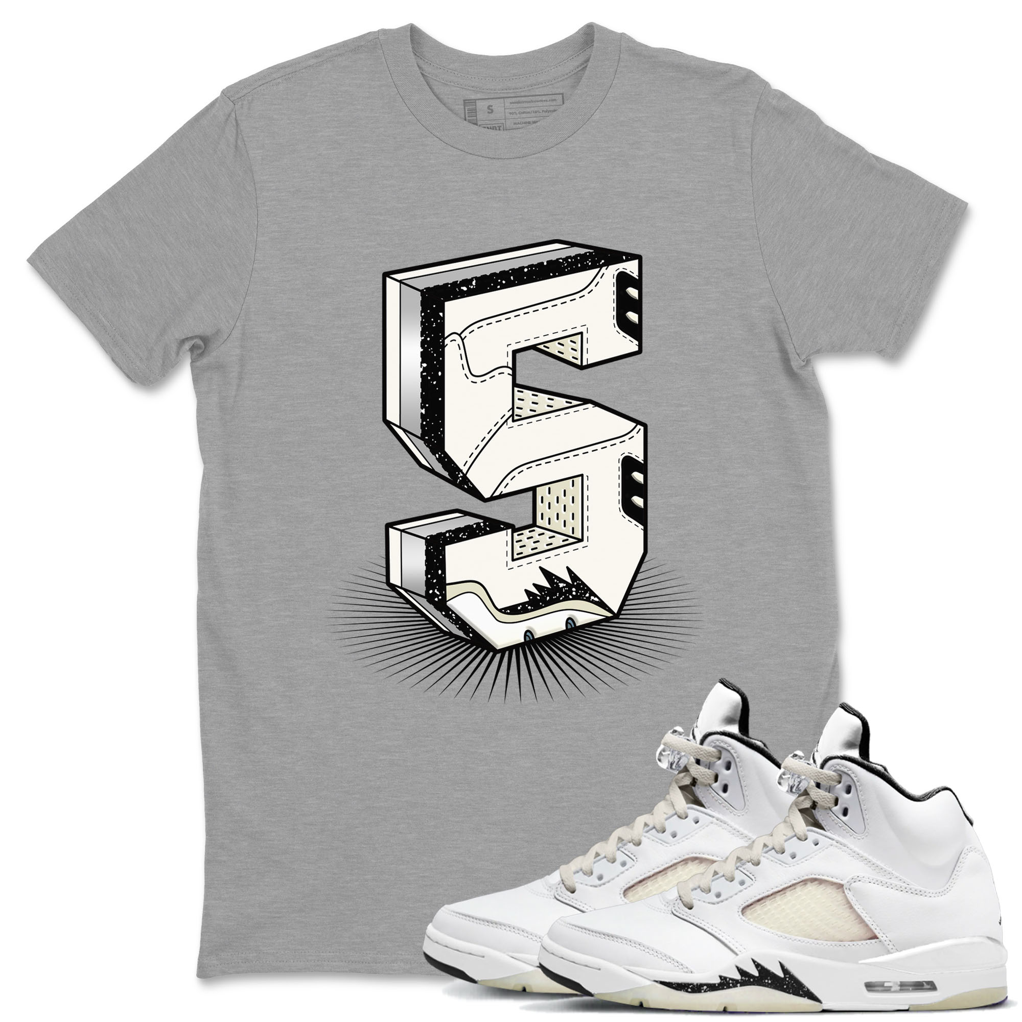 Number Statue snkmatch Tees - Air Jordan 5 Sail