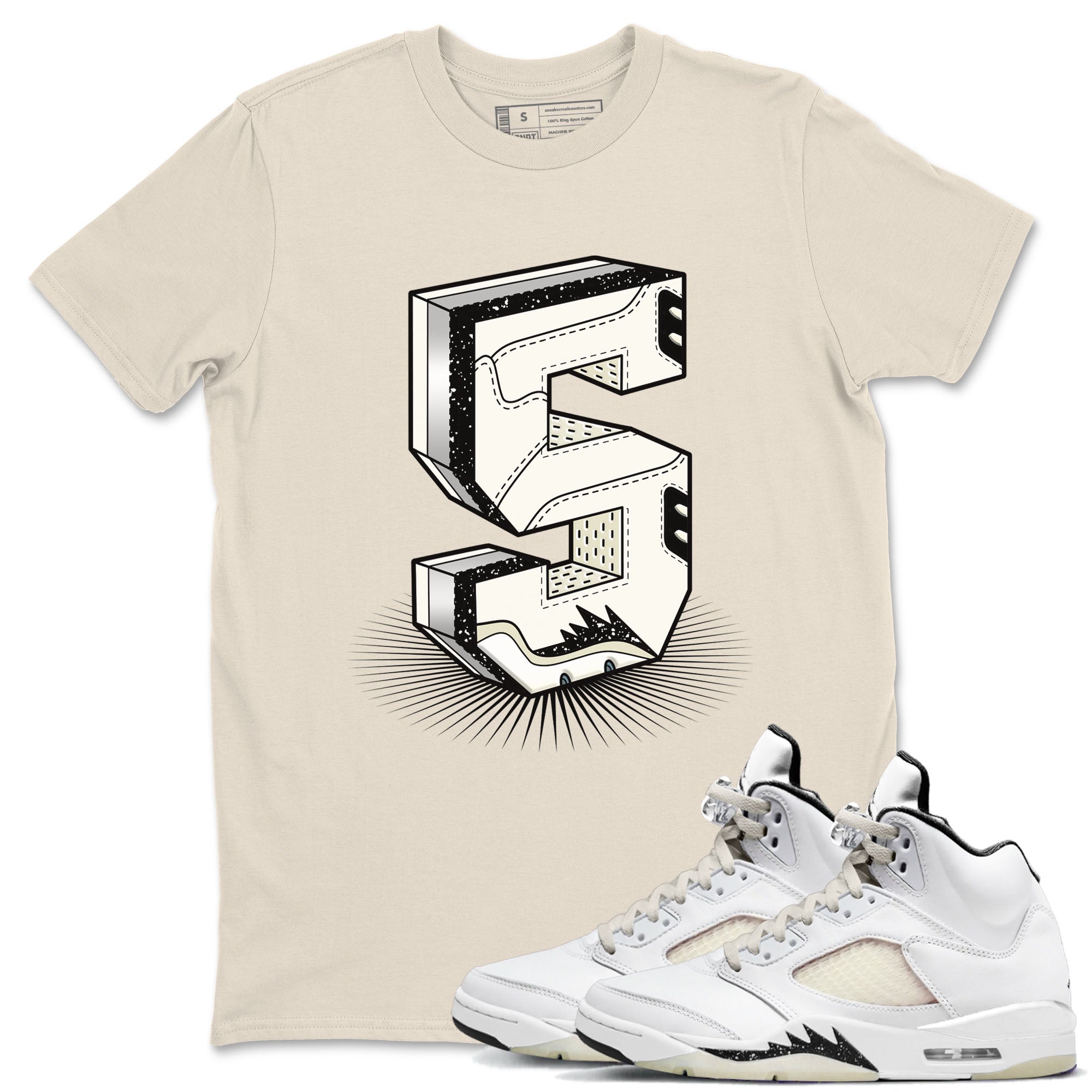 Number Statue snkmatch Tees - Air Jordan 5 Sail