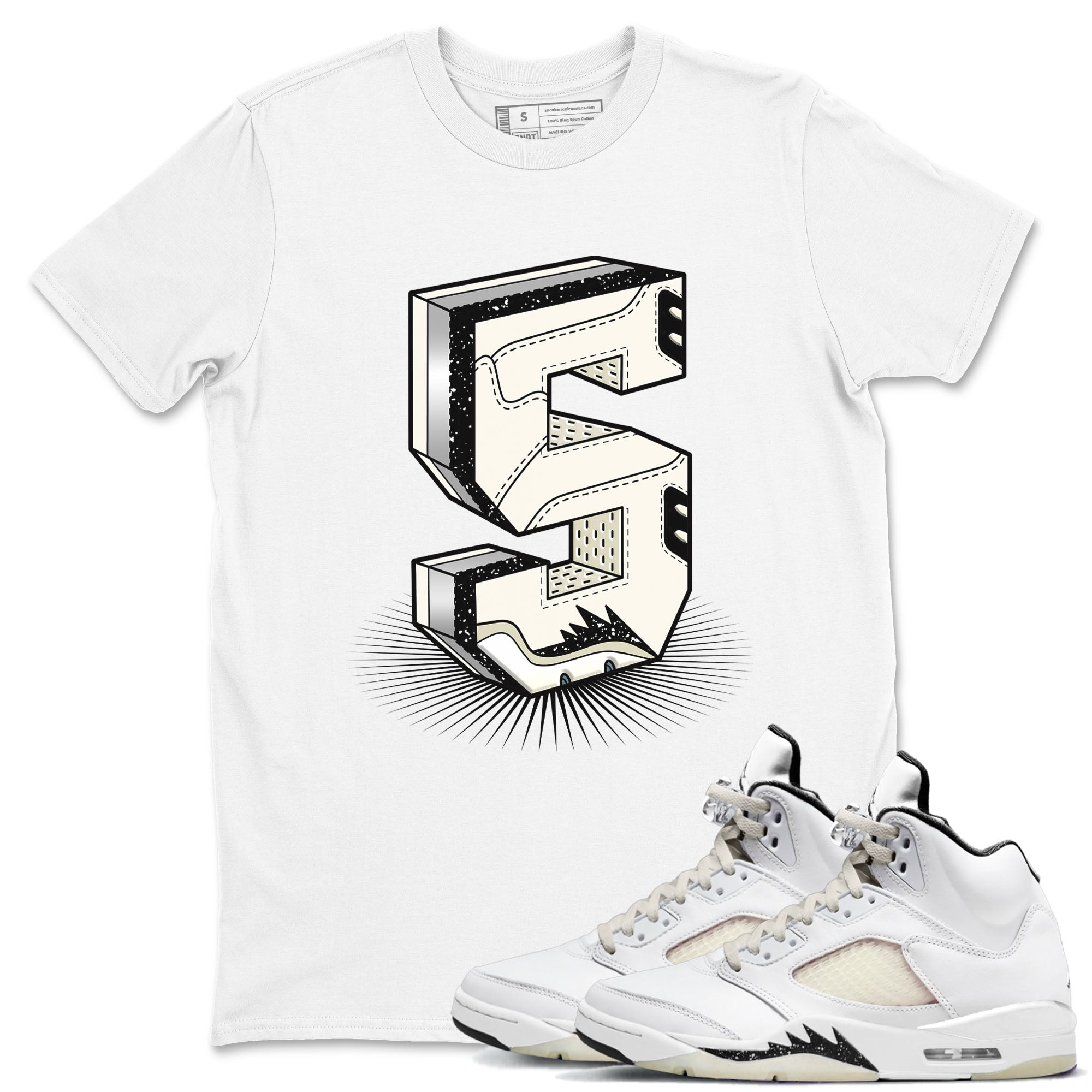 Number Statue snkmatch Tees - Air Jordan 5 Sail