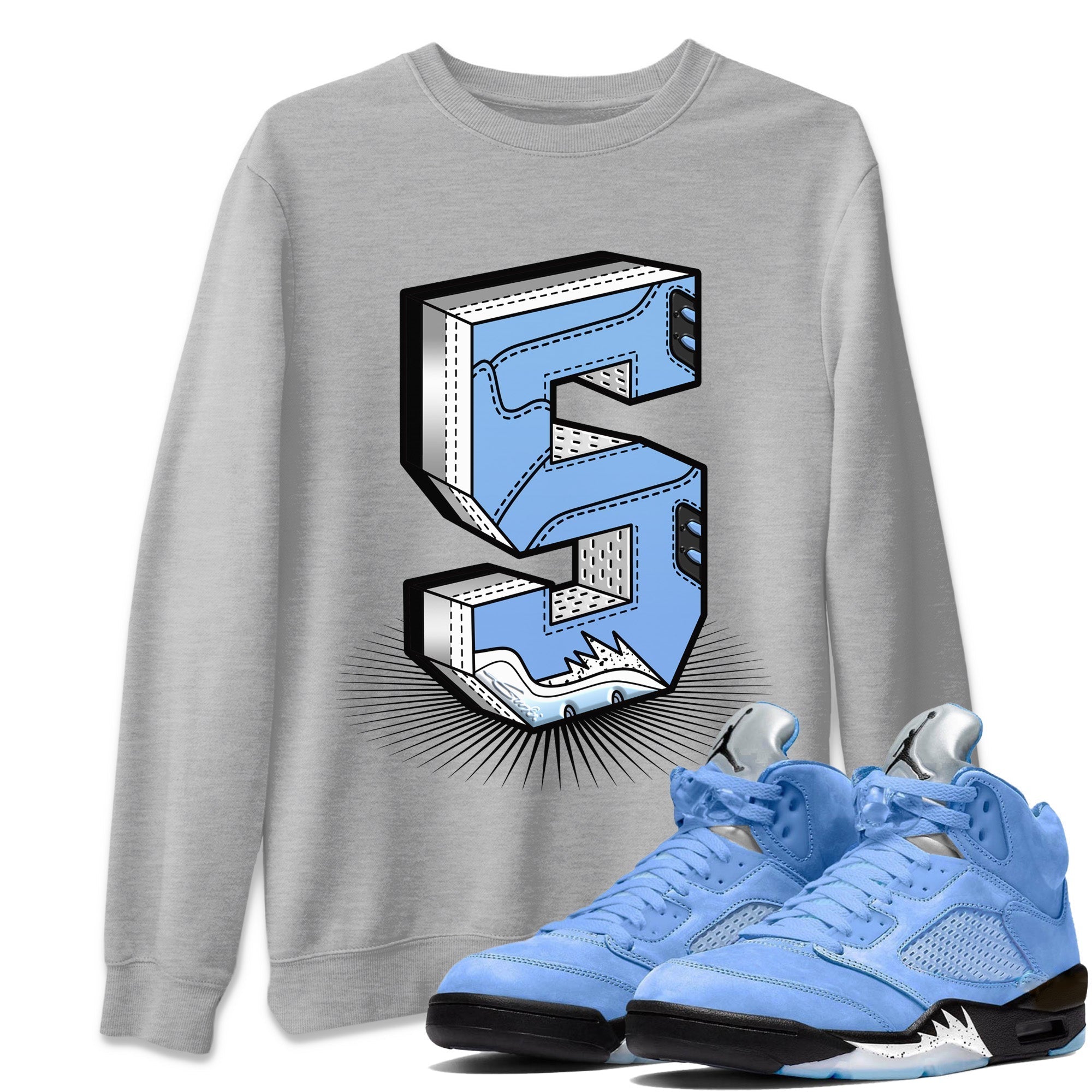 Number Statue Unisex Tops - Air Jordan 5 UNC