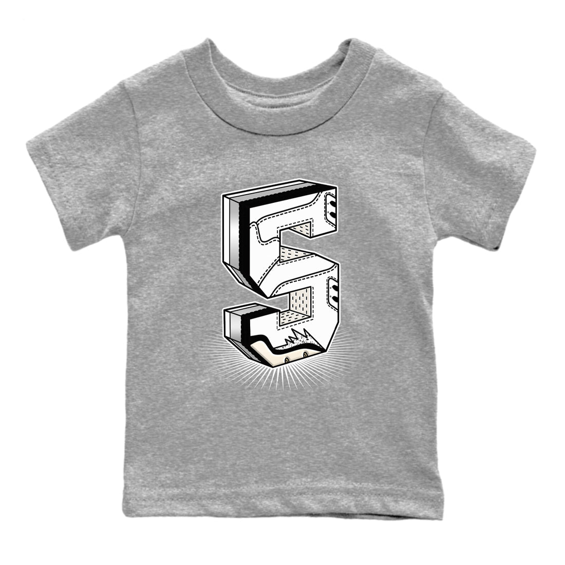 Number Statue snkmatch Tees Kids - Air Jordan 5 White Black