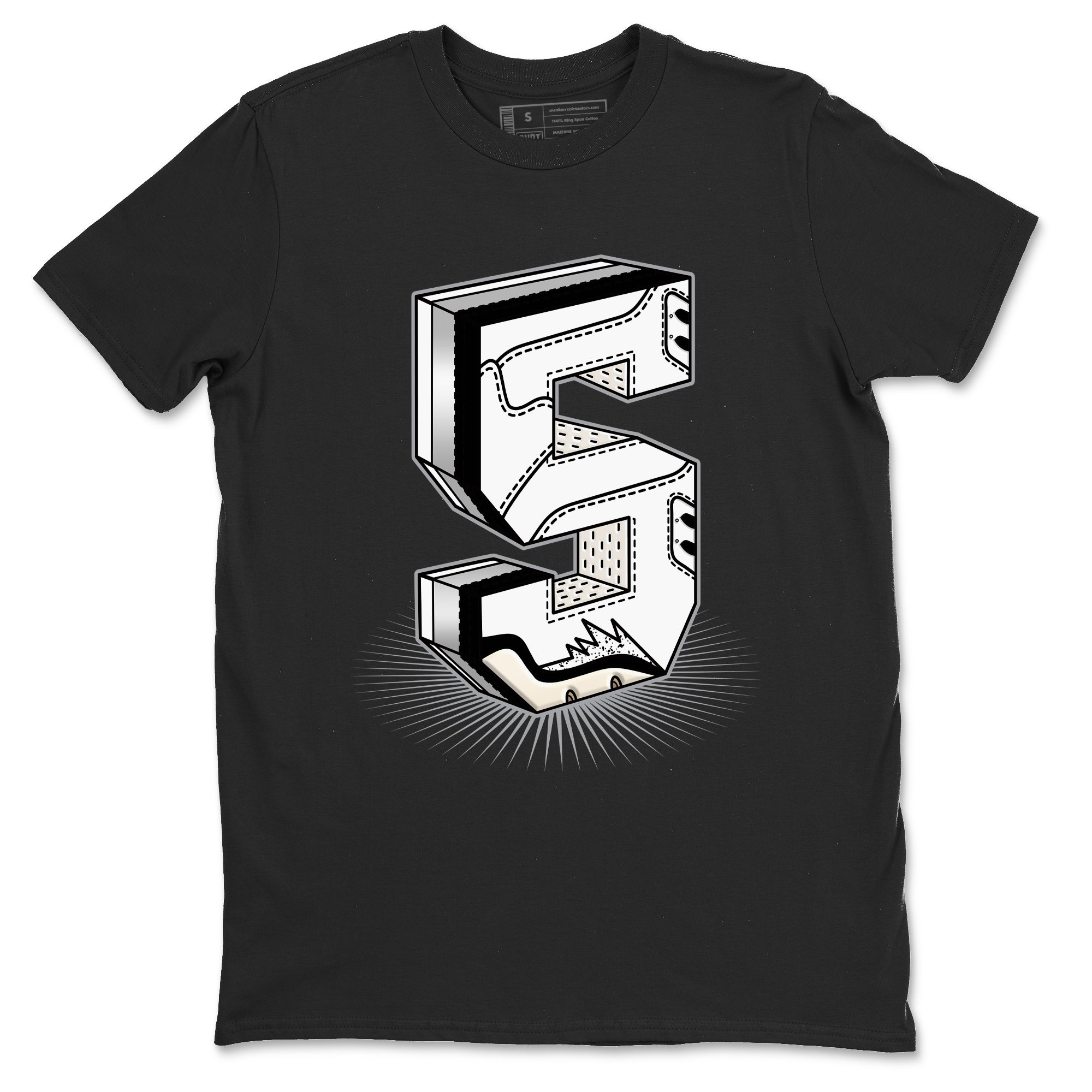 Number Statue snkmatch Tees - Air Jordan 5 White Black