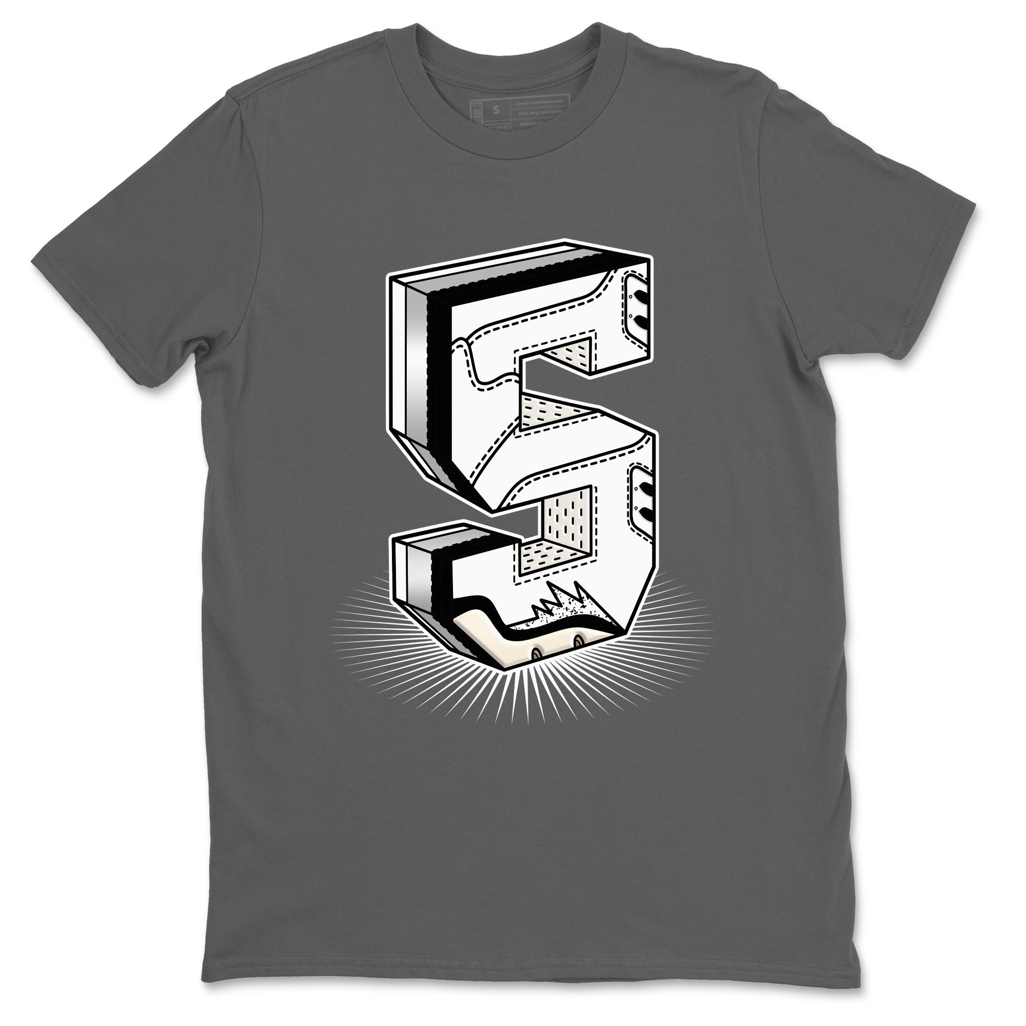 Number Statue snkmatch Tees - Air Jordan 5 White Black