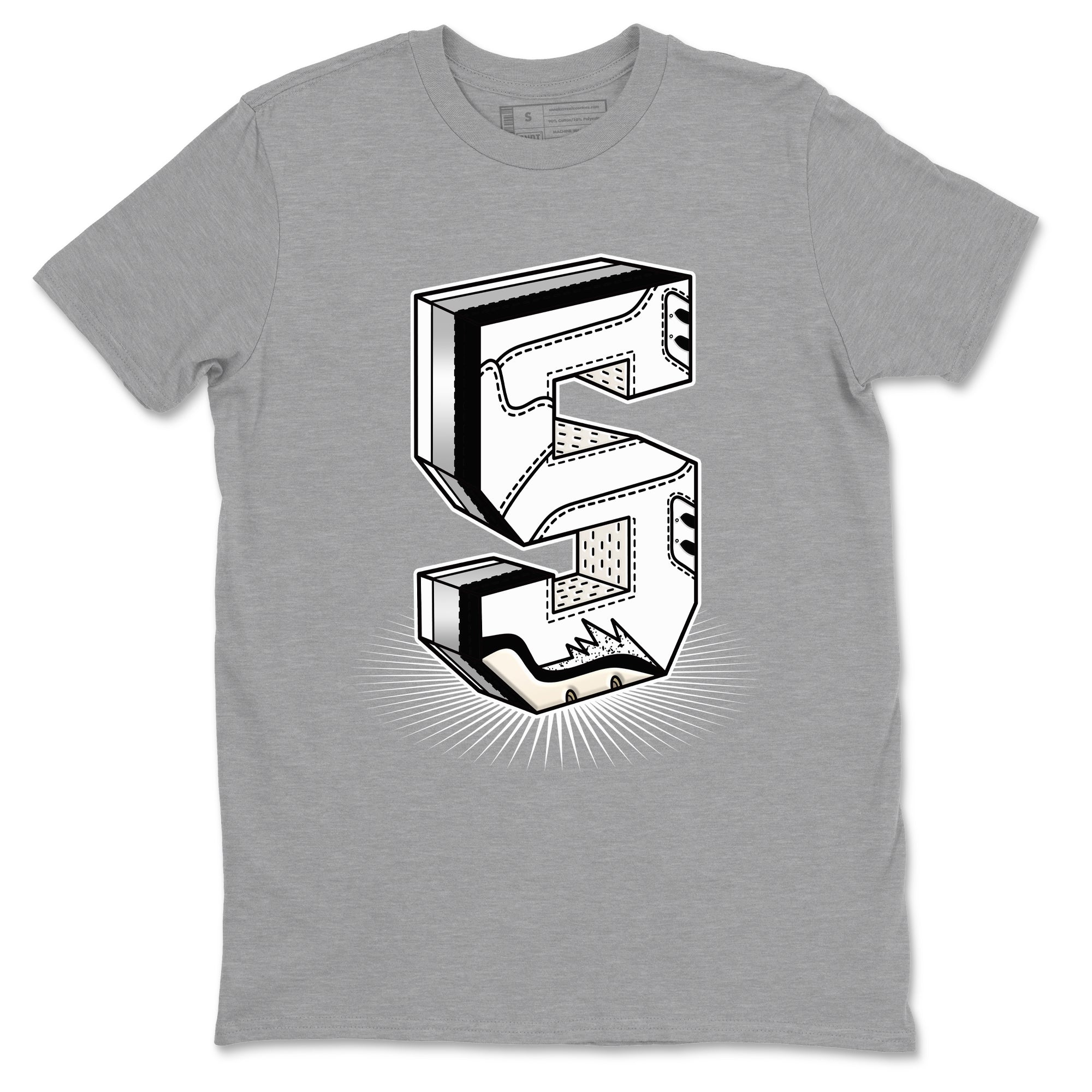 Number Statue snkmatch Tees - Air Jordan 5 White Black