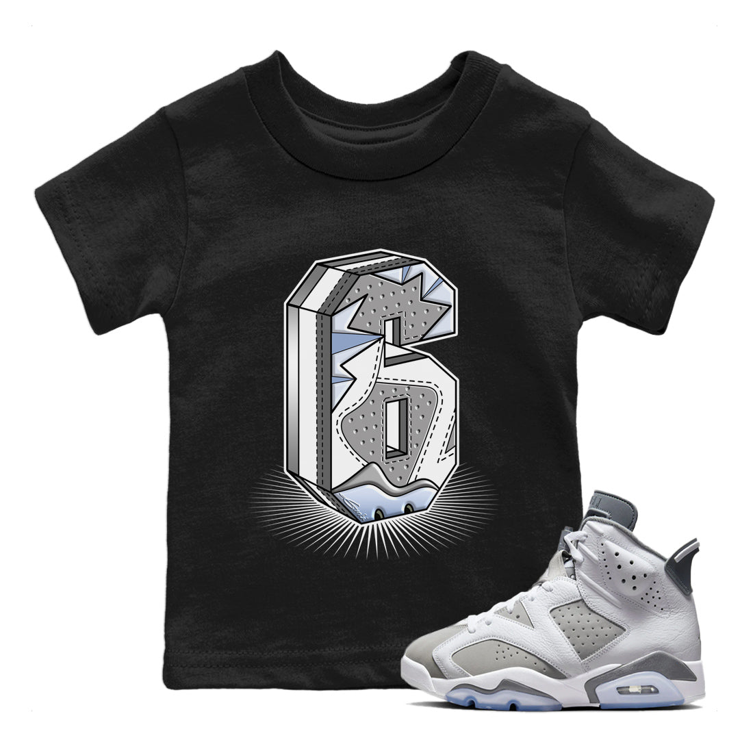 Number Statue Kids Tops - Air Jordan 6 Cool Grey
