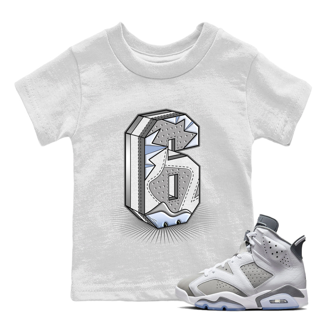 Number Statue Kids Tops - Air Jordan 6 Cool Grey