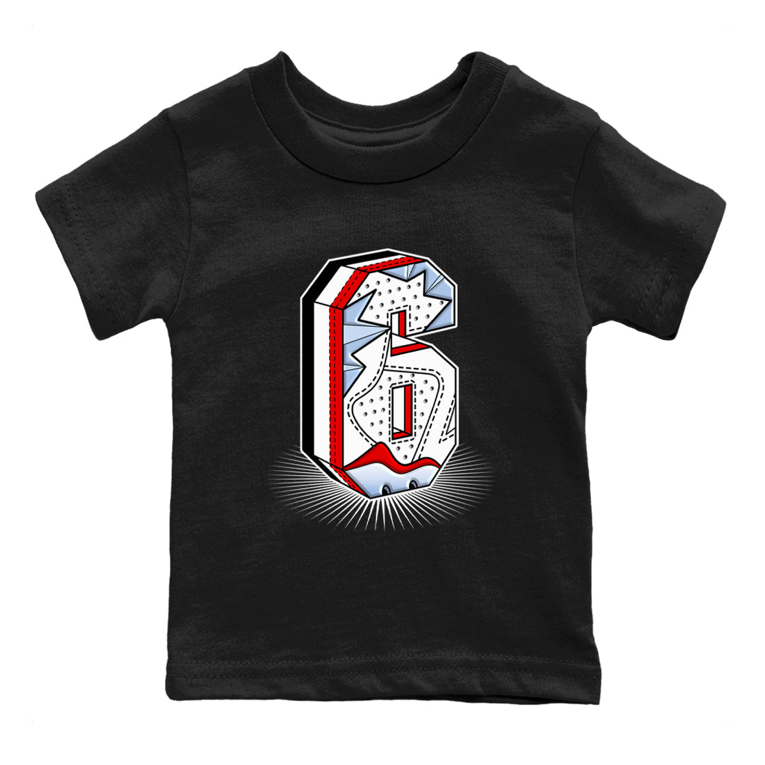 Number Statue snkmatch Tees Kids - Air Jordan 6 Fire Red