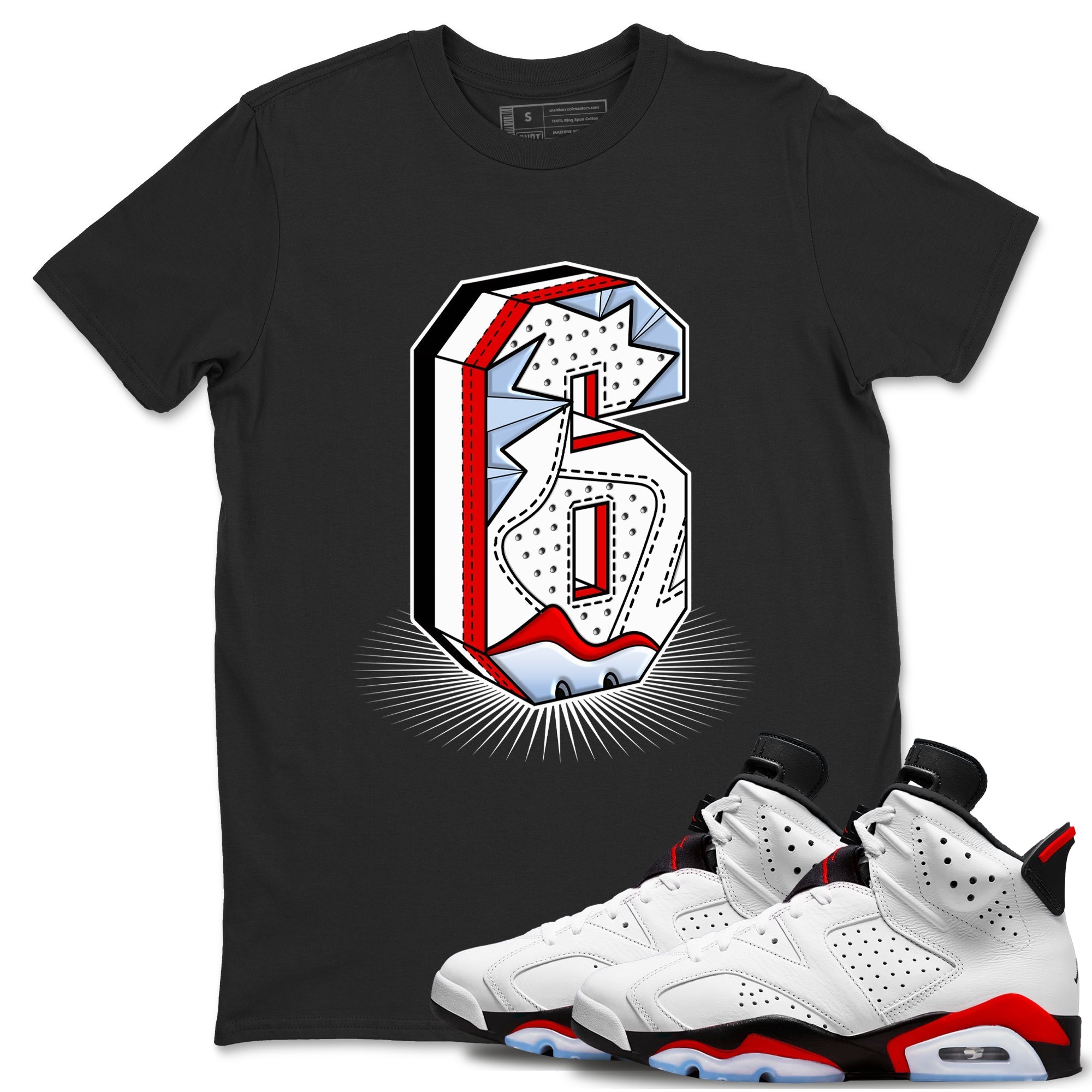 Number Statue snkmatch Tees - Air Jordan 6 Fire Red