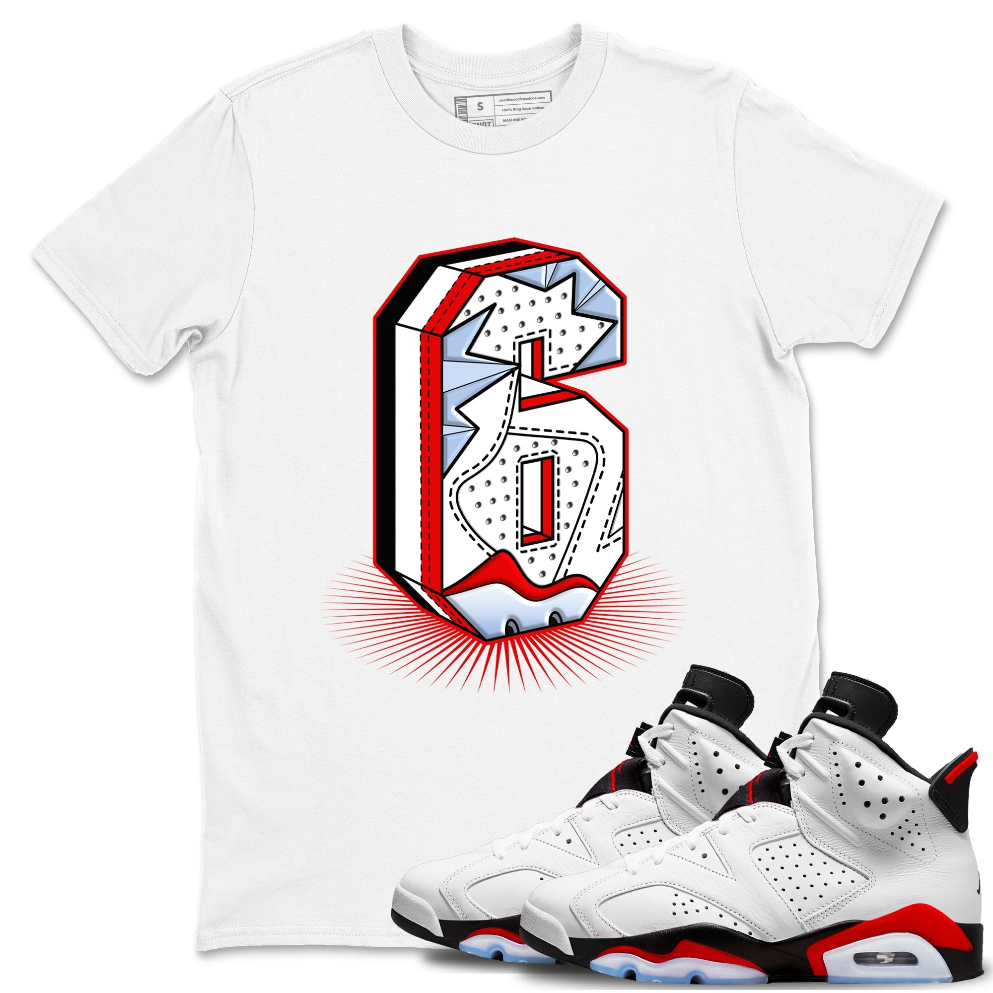 Number Statue snkmatch Tees - Air Jordan 6 Fire Red